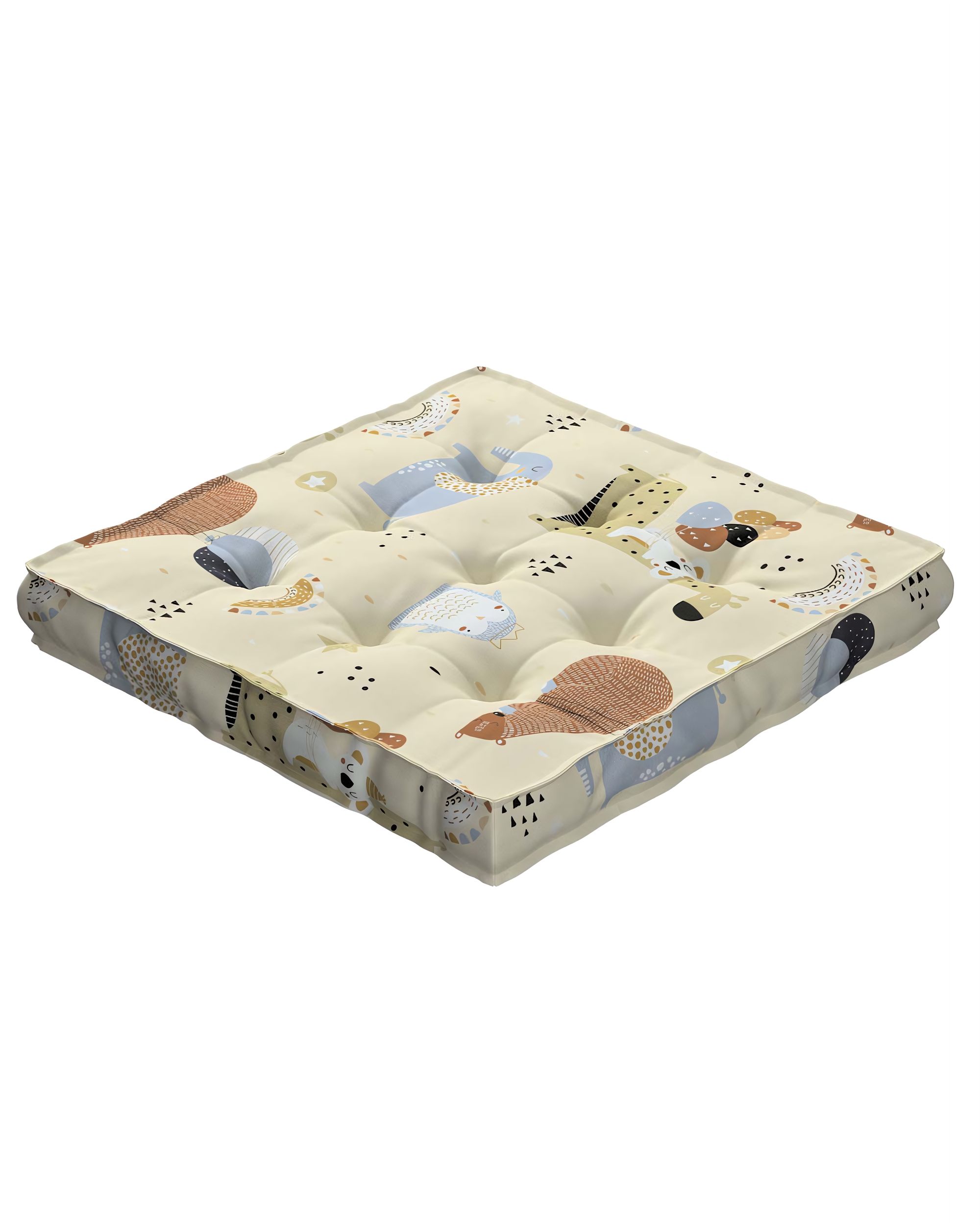 Jacob seat pad/floor cushion product colour beige fabric patterned