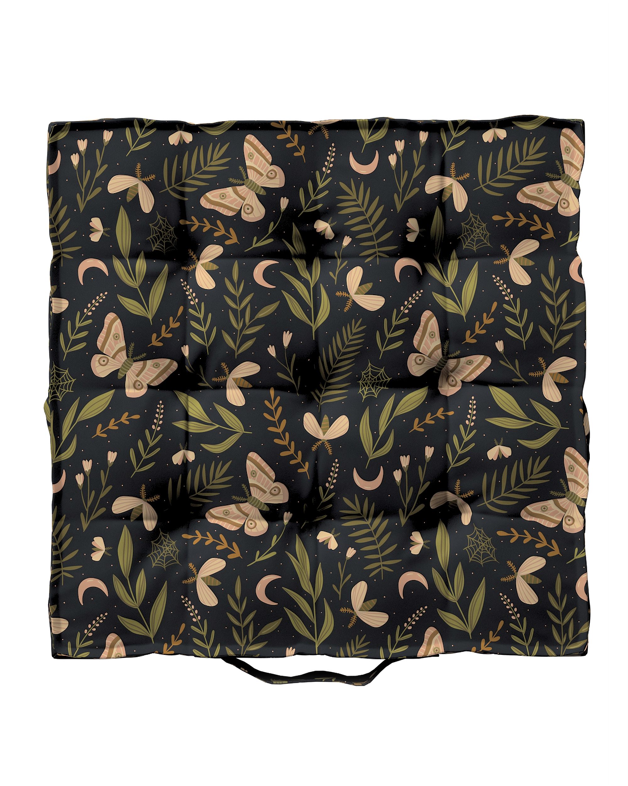 Jacob seat pad/floor cushion product colour black fabric patterned