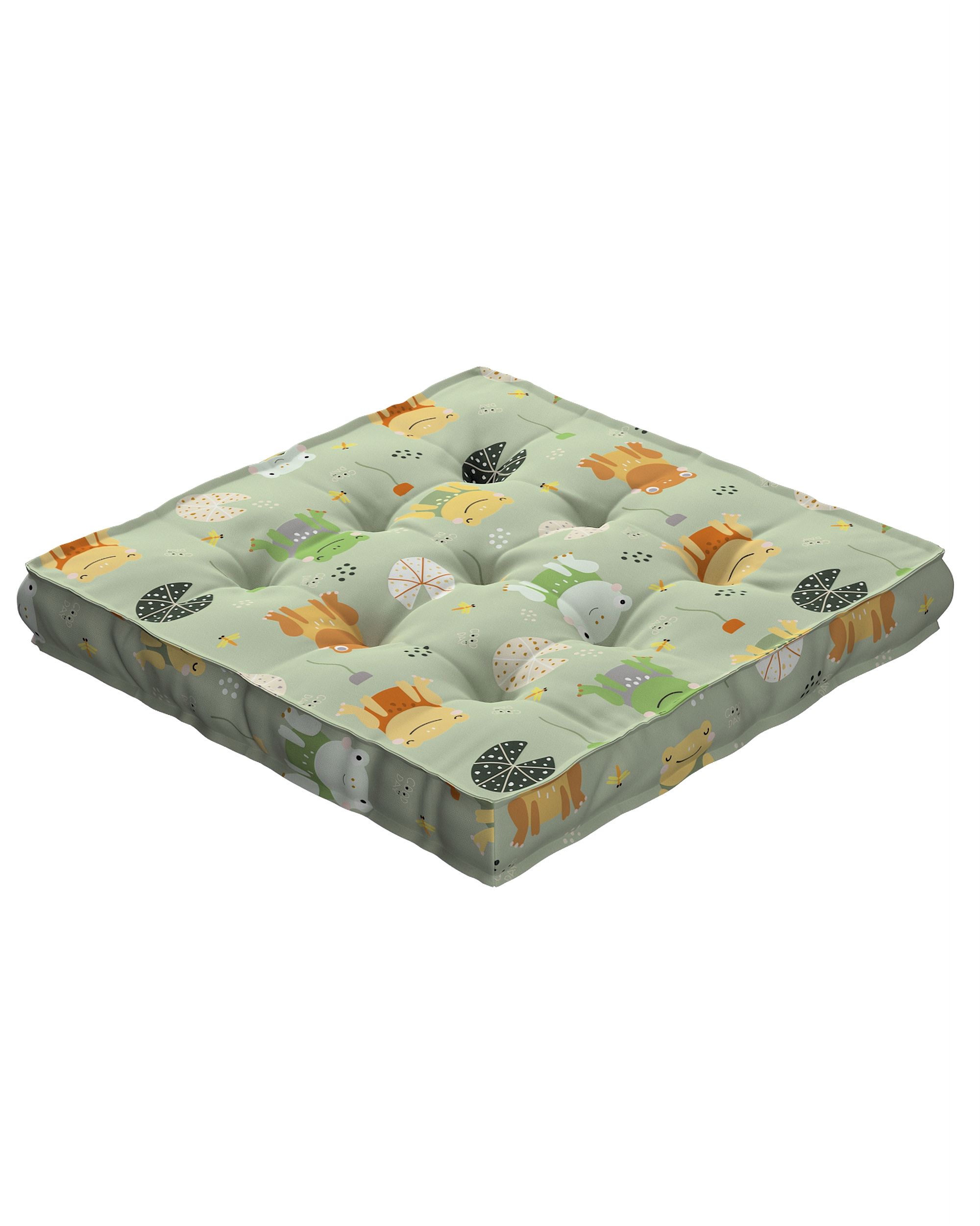 Jacob seat pad/floor cushion product colour green fabric patterned (hover)