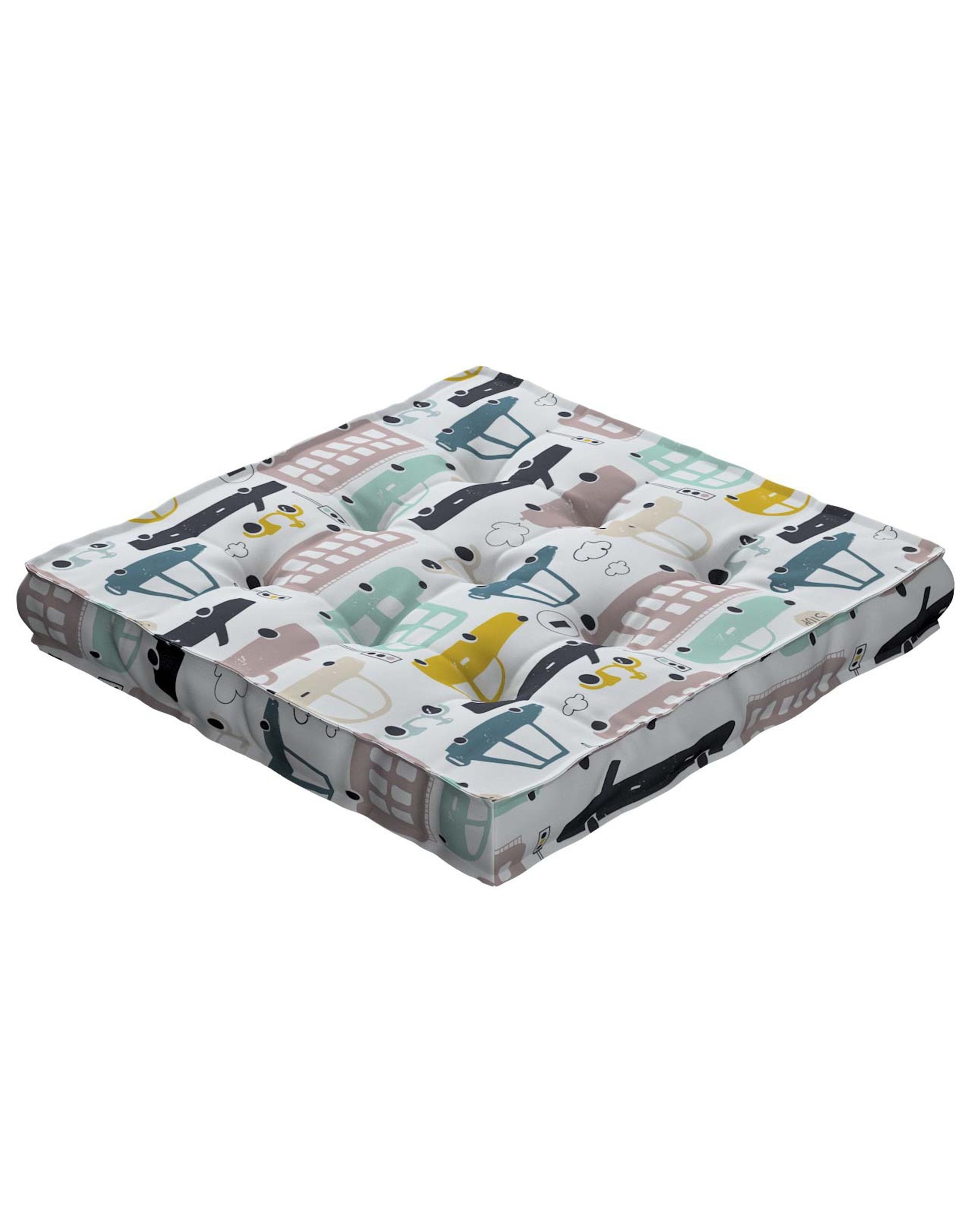 Jacob seat pad/floor cushion product colour beige fabric patterned