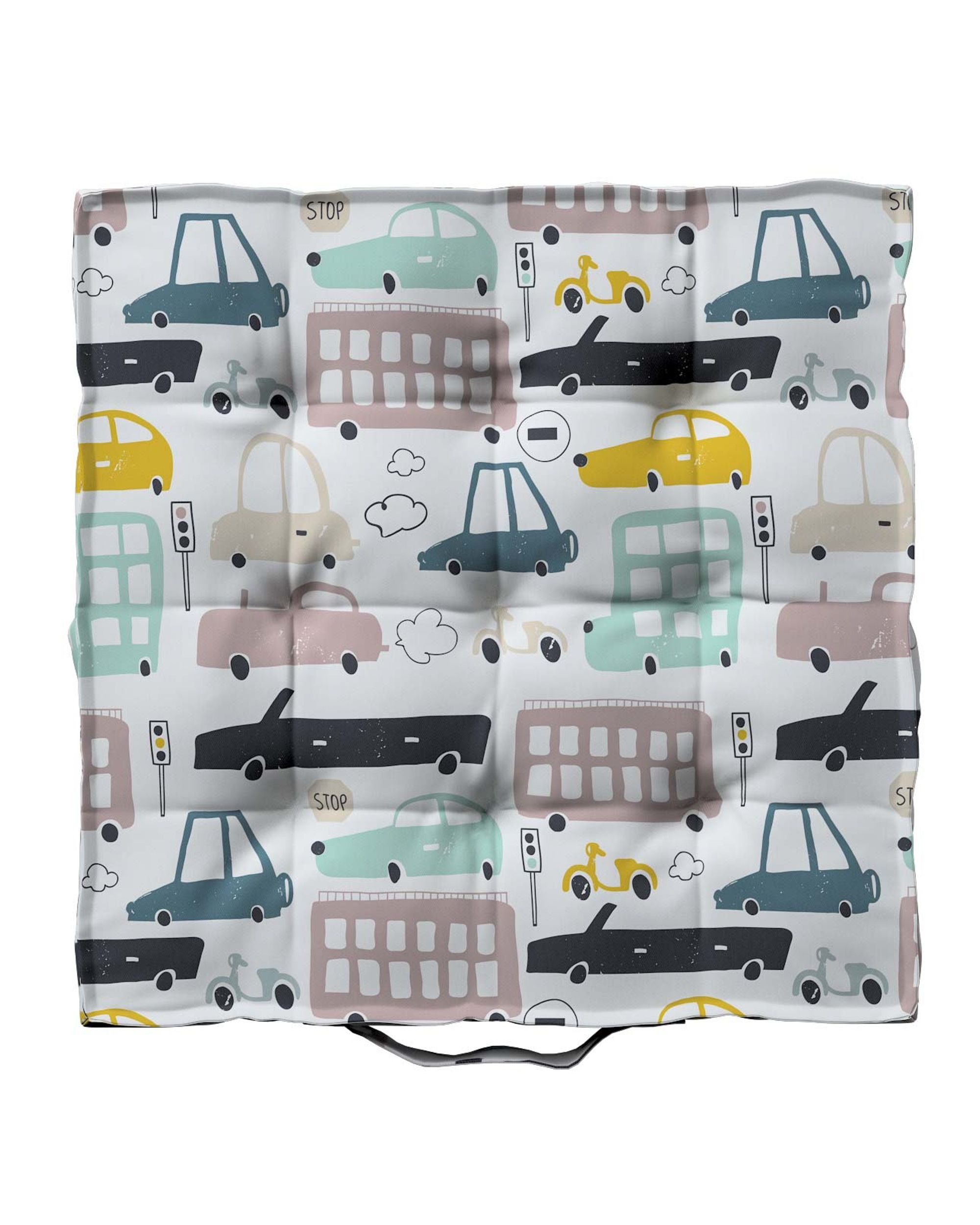Jacob seat pad/floor cushion product colour beige fabric patterned (hover)