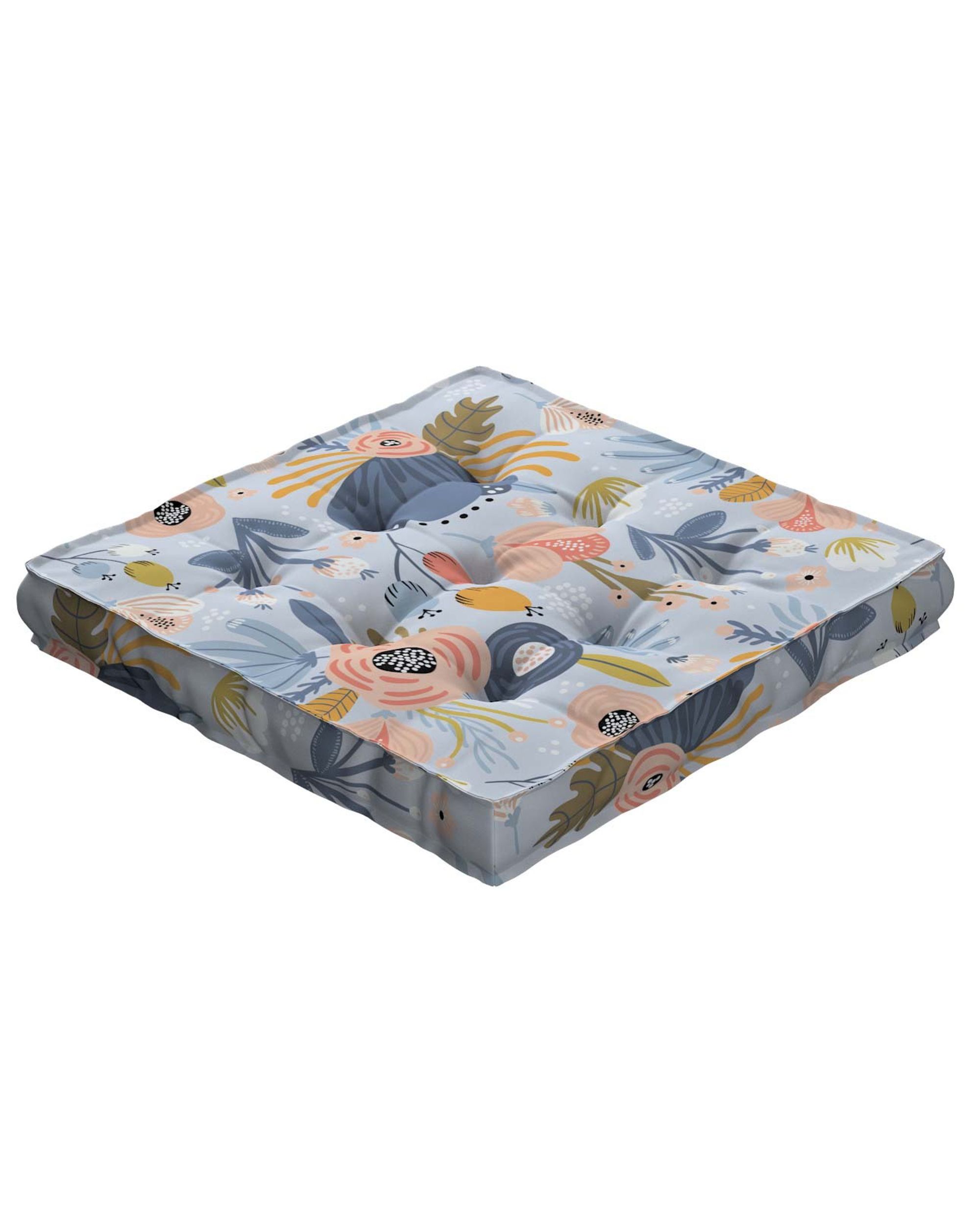 Jacob seat pad/floor cushion product colour blue fabric patterned