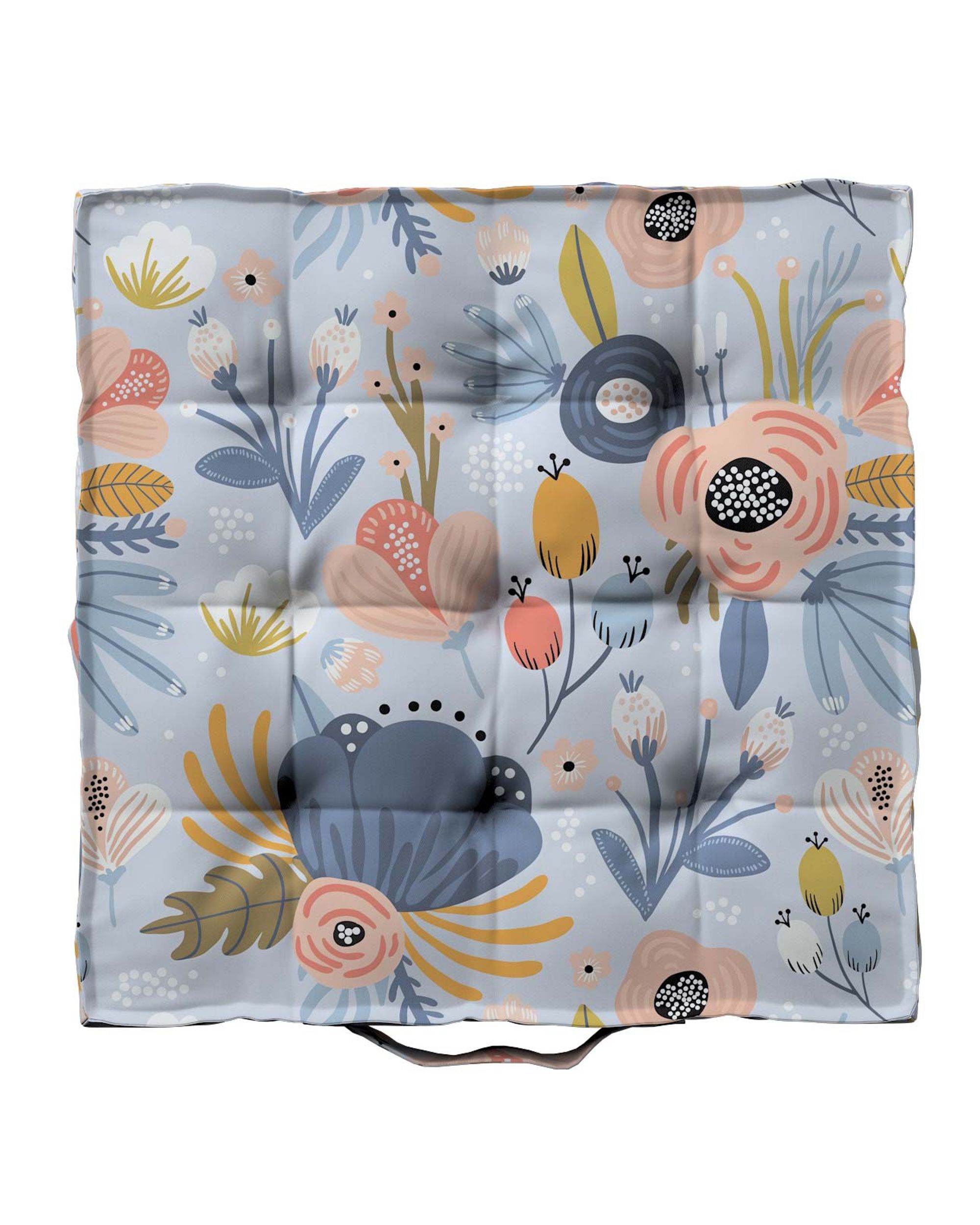 Jacob seat pad/floor cushion product colour blue fabric patterned (hover)