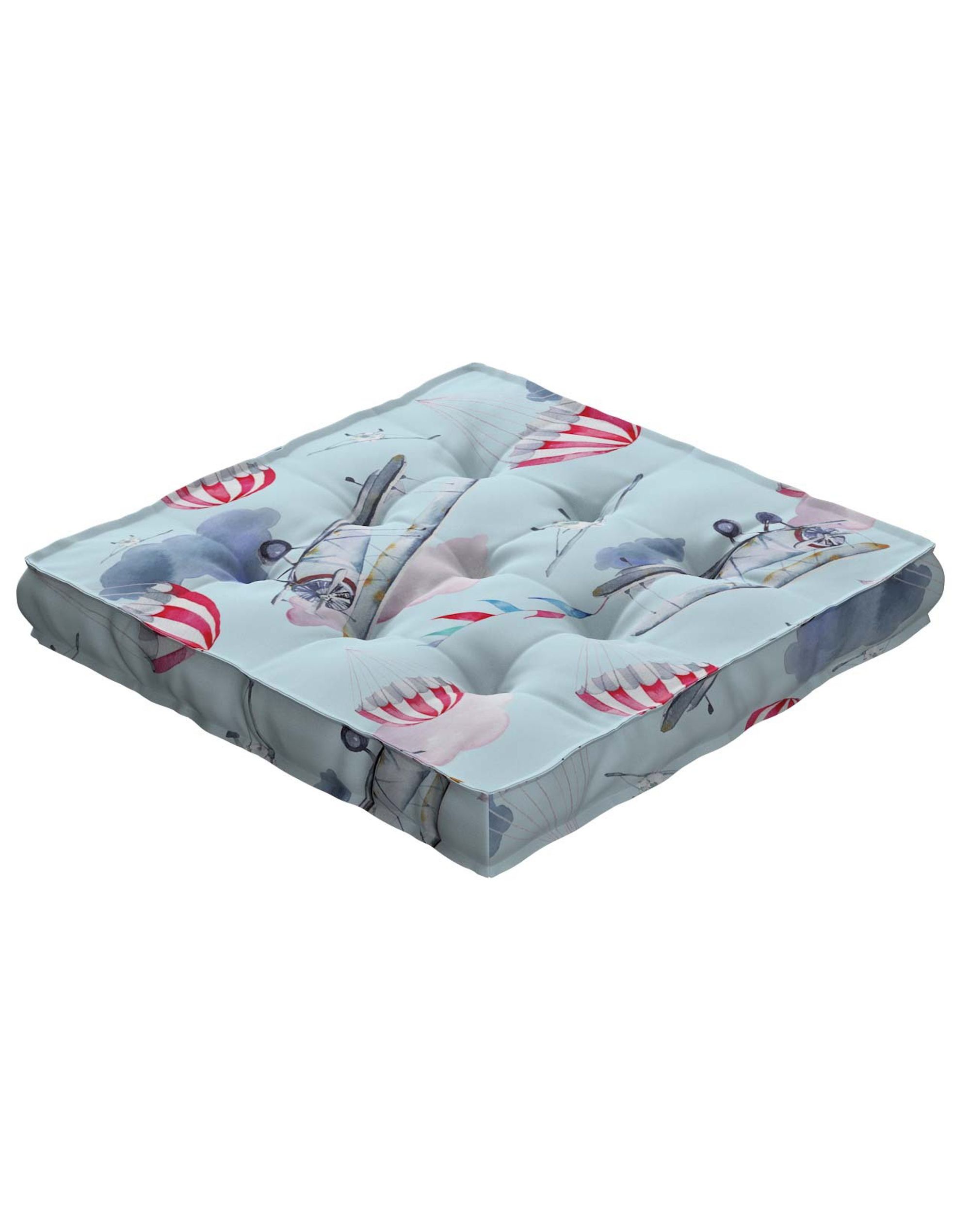 Jacob seat pad/floor cushion product colour blue fabric patterned