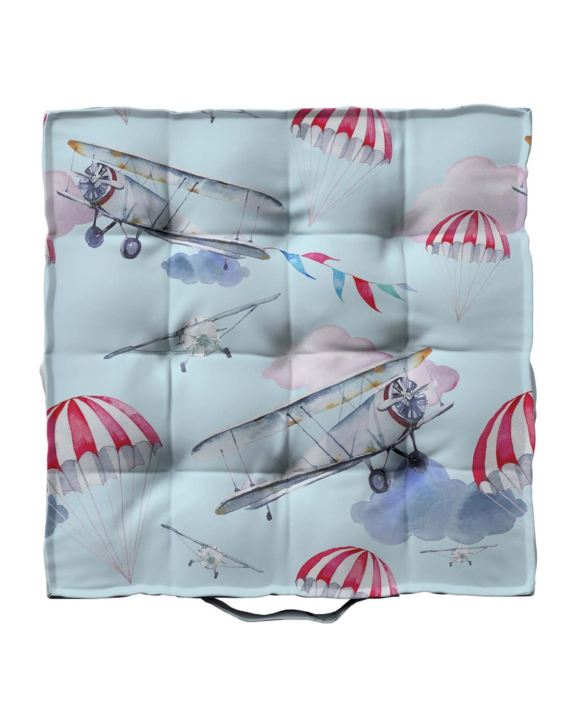 Jacob seat pad/floor cushion product colour blue fabric patterned (hover)