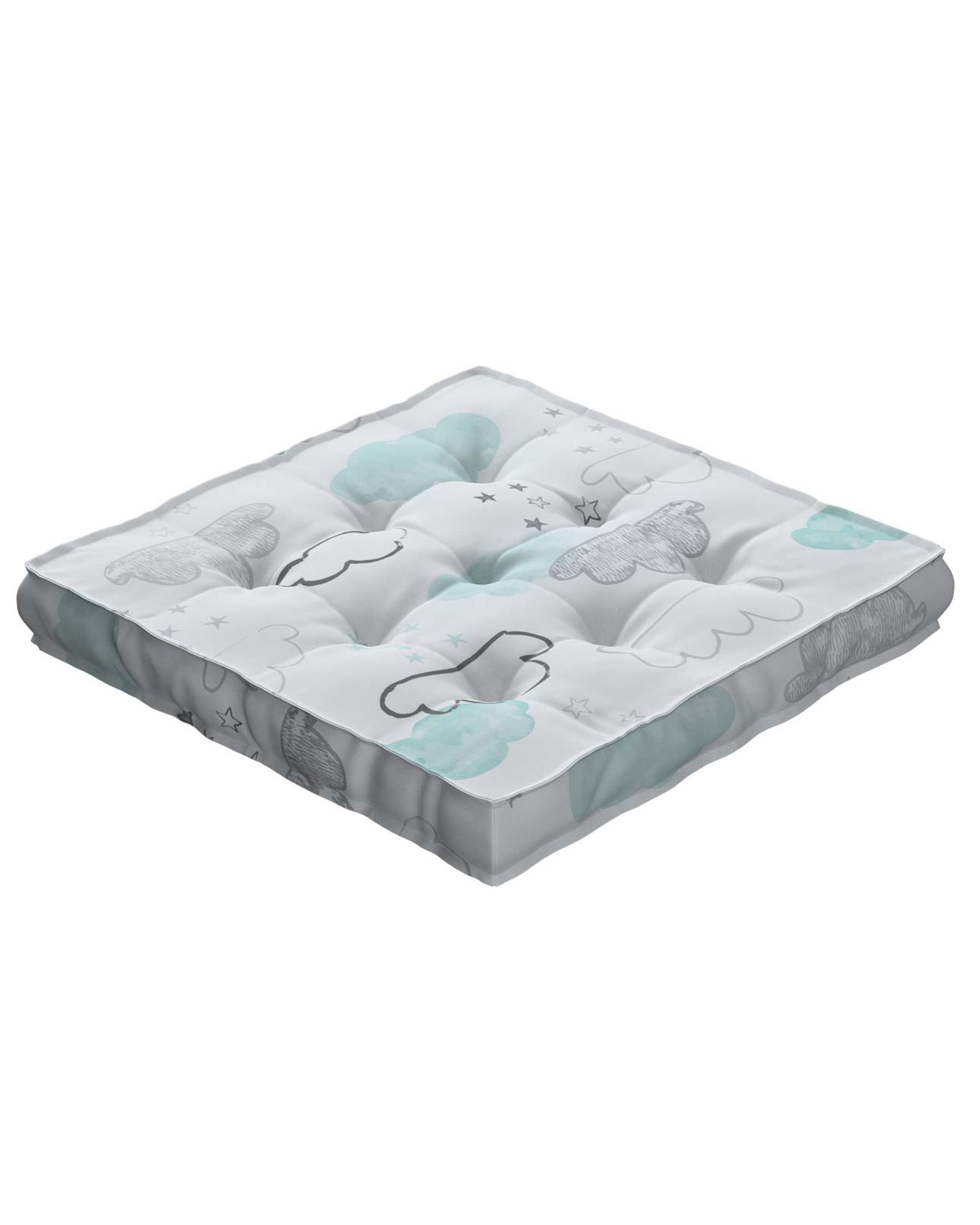 Jacob seat pad/floor cushion product colour white fabric patterned