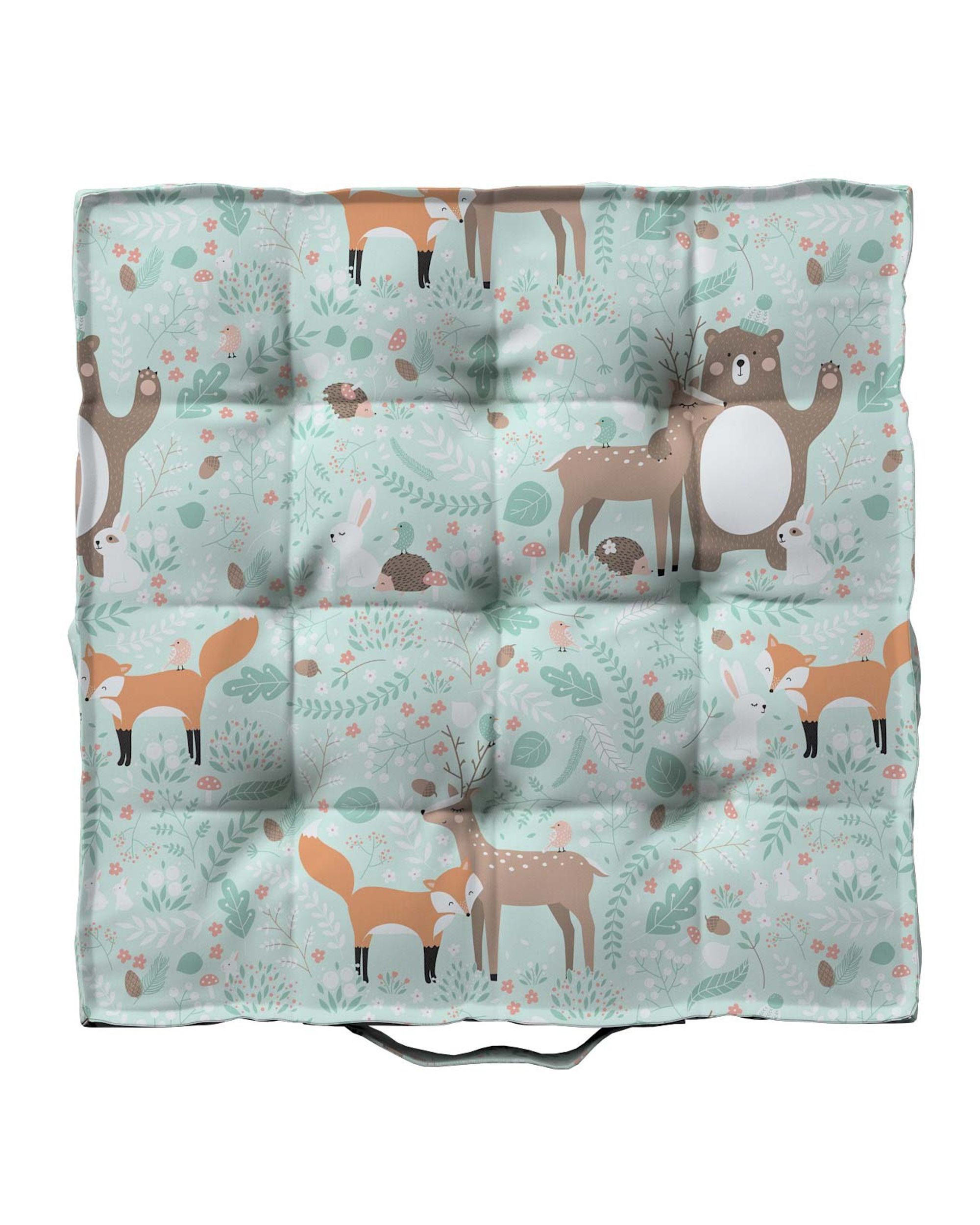 Jacob seat pad/floor cushion product colour green fabric patterned (hover)