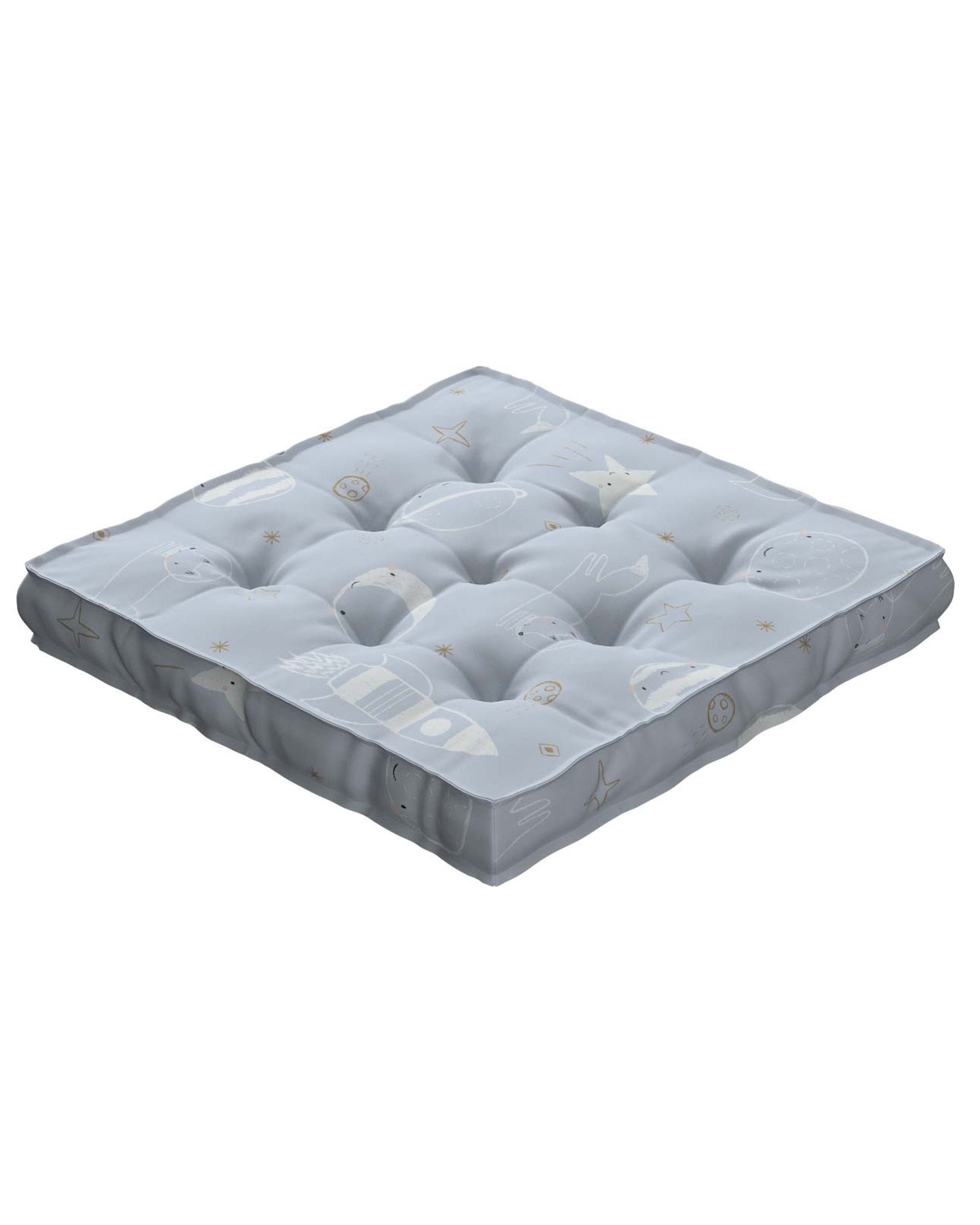 Jacob seat pad/floor cushion product colour blue fabric patterned