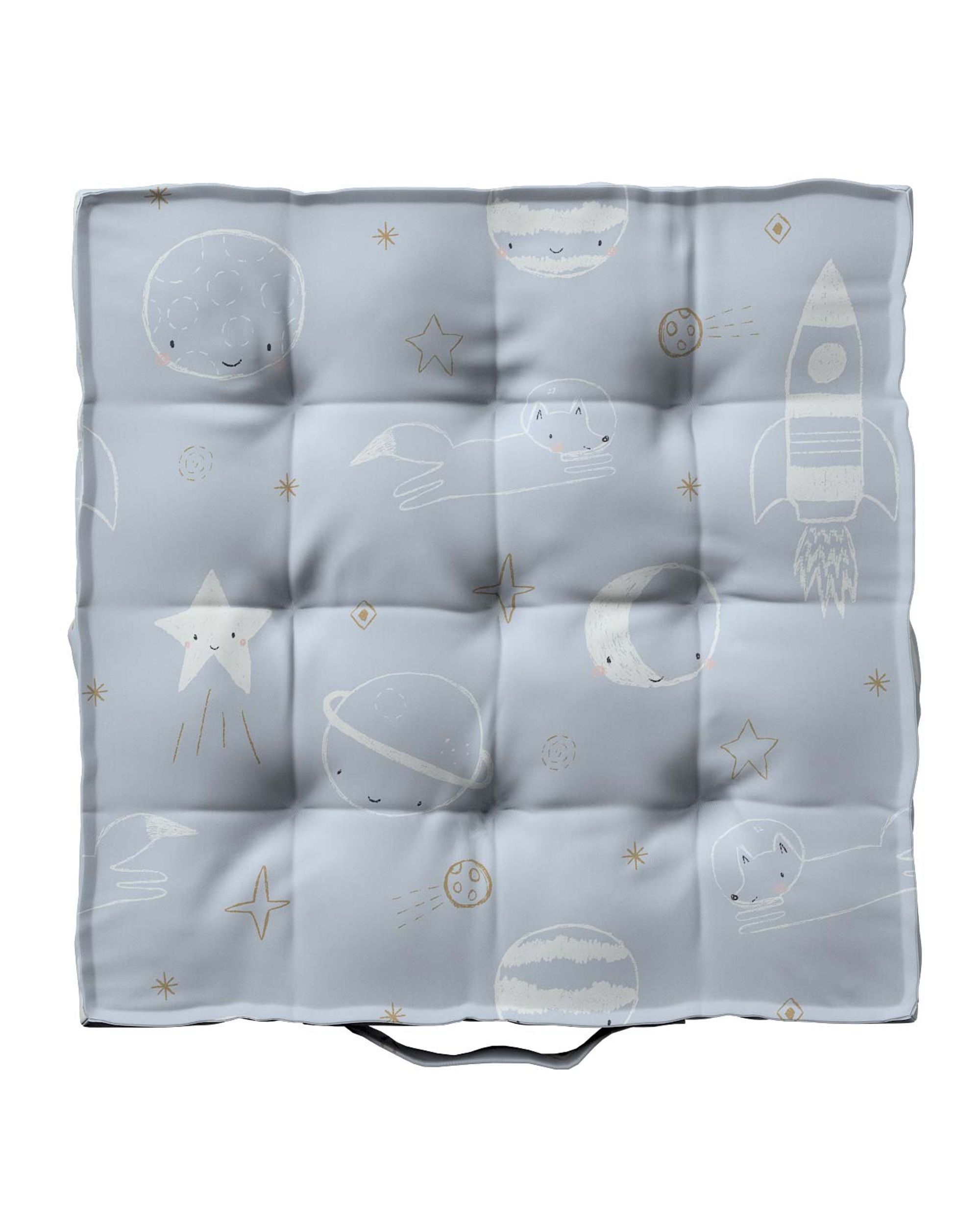 Jacob seat pad/floor cushion product colour blue fabric patterned (hover)