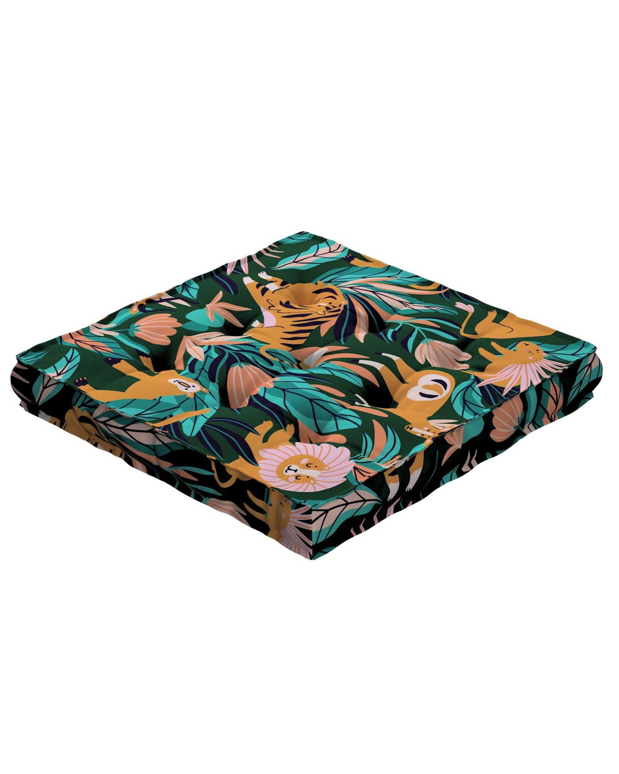 Jacob seat pad/floor cushion product colour orange fabric patterned