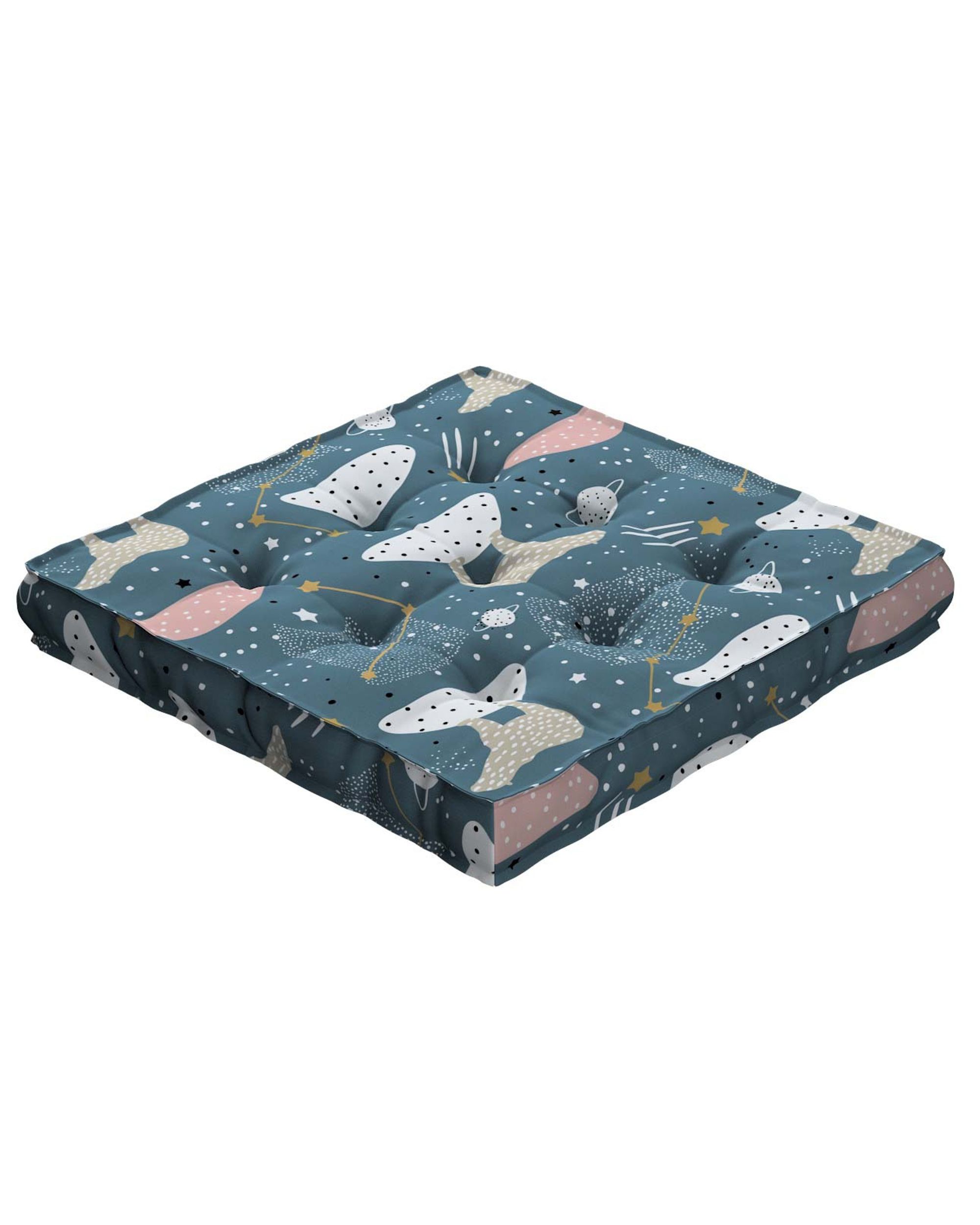 Jacob seat pad/floor cushion product colour blue fabric patterned