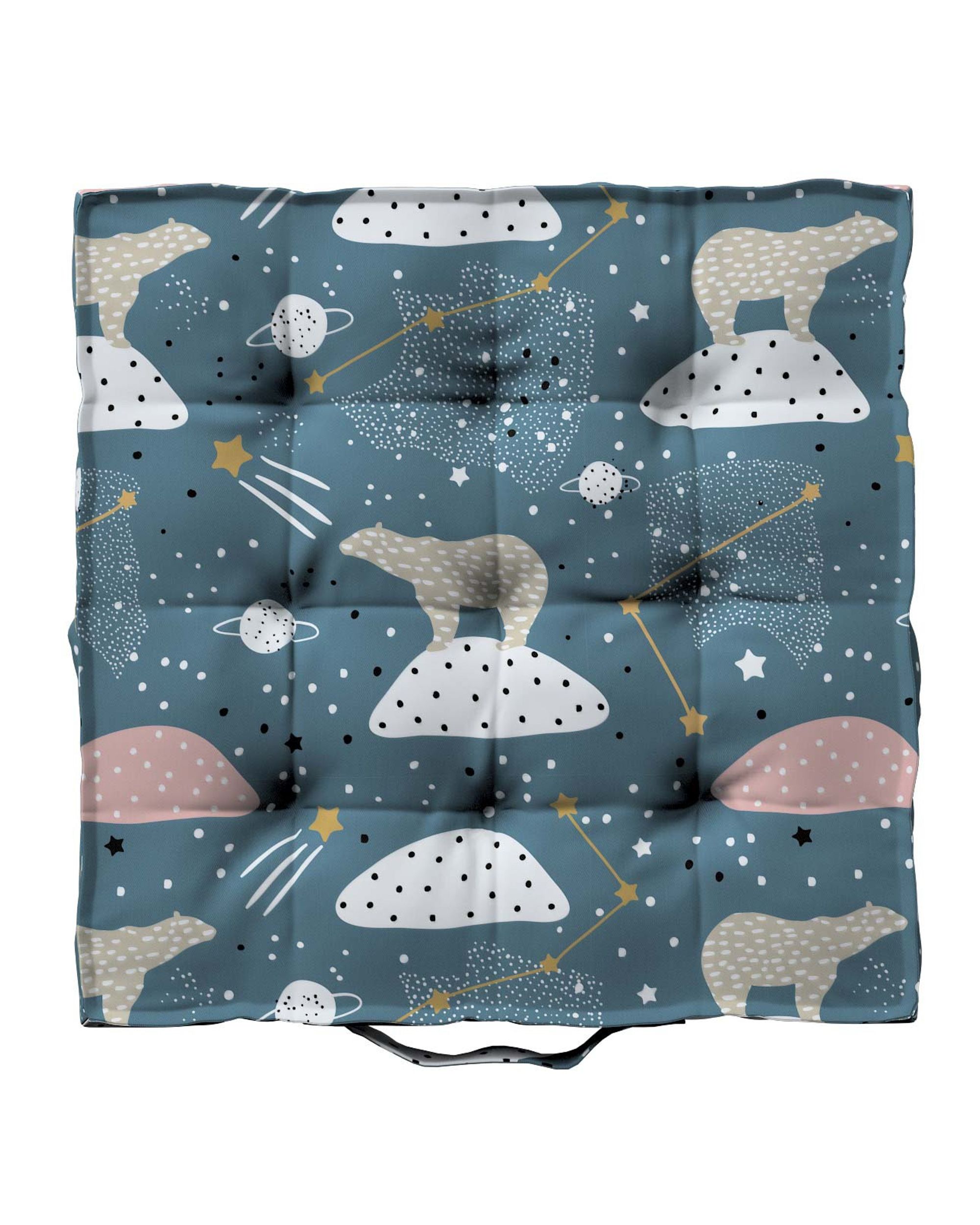 Jacob seat pad/floor cushion product colour blue fabric patterned (hover)