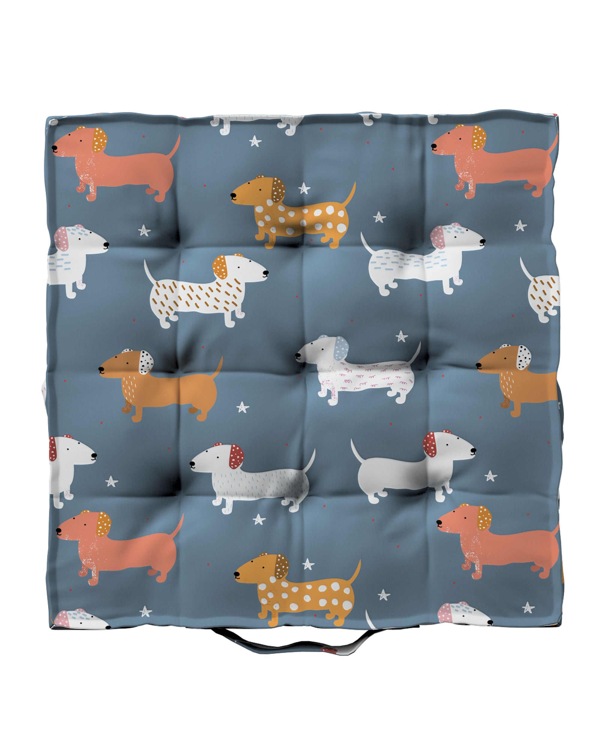 Jacob seat pad/floor cushion product colour blue fabric patterned