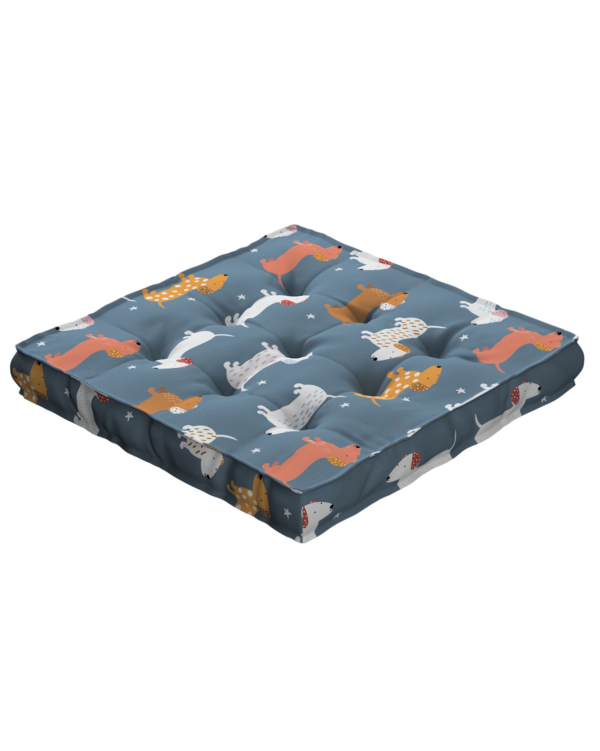 Jacob seat pad/floor cushion product colour blue fabric patterned (hover)