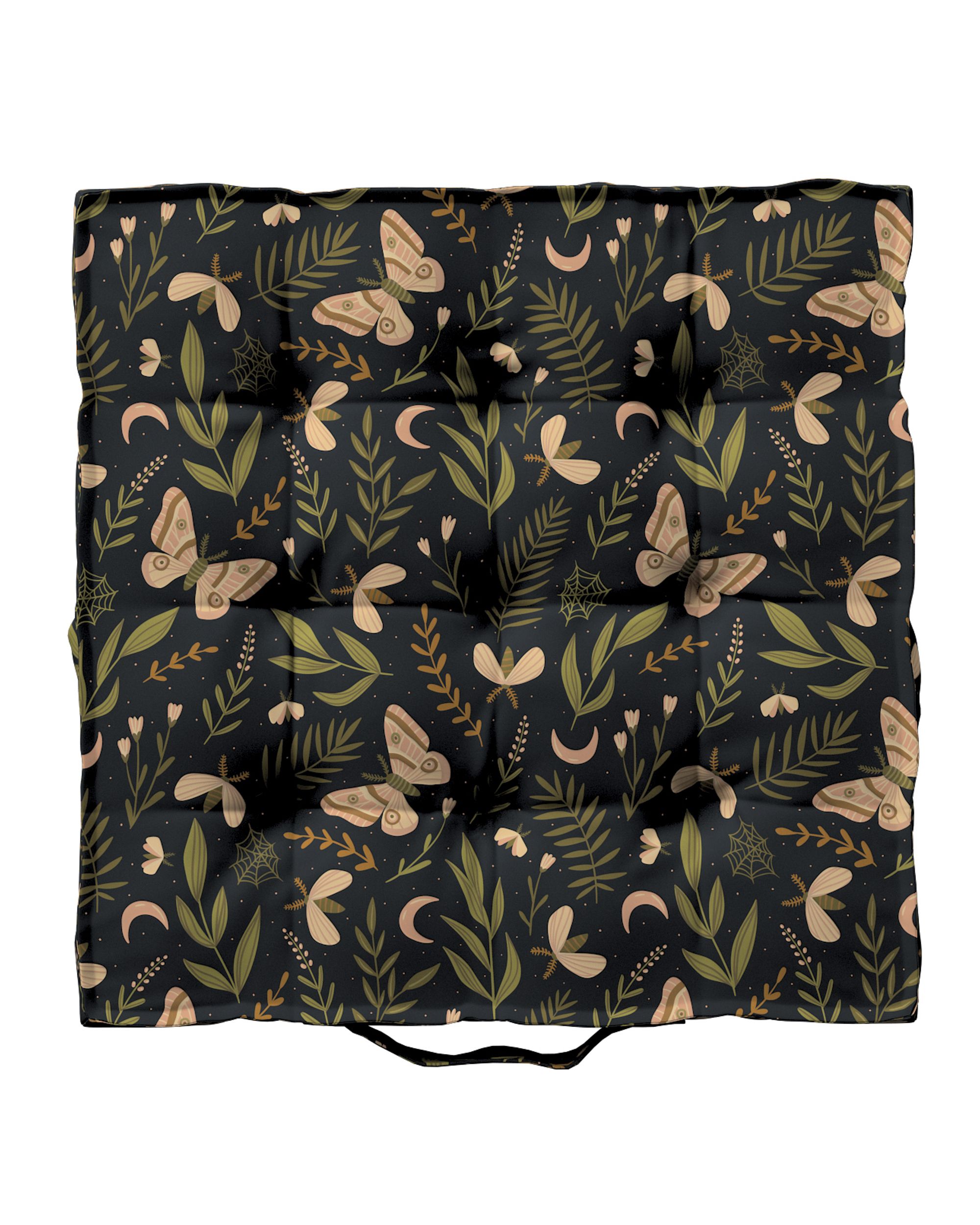 Jacob seat pad/floor cushion product colour black fabric patterned
