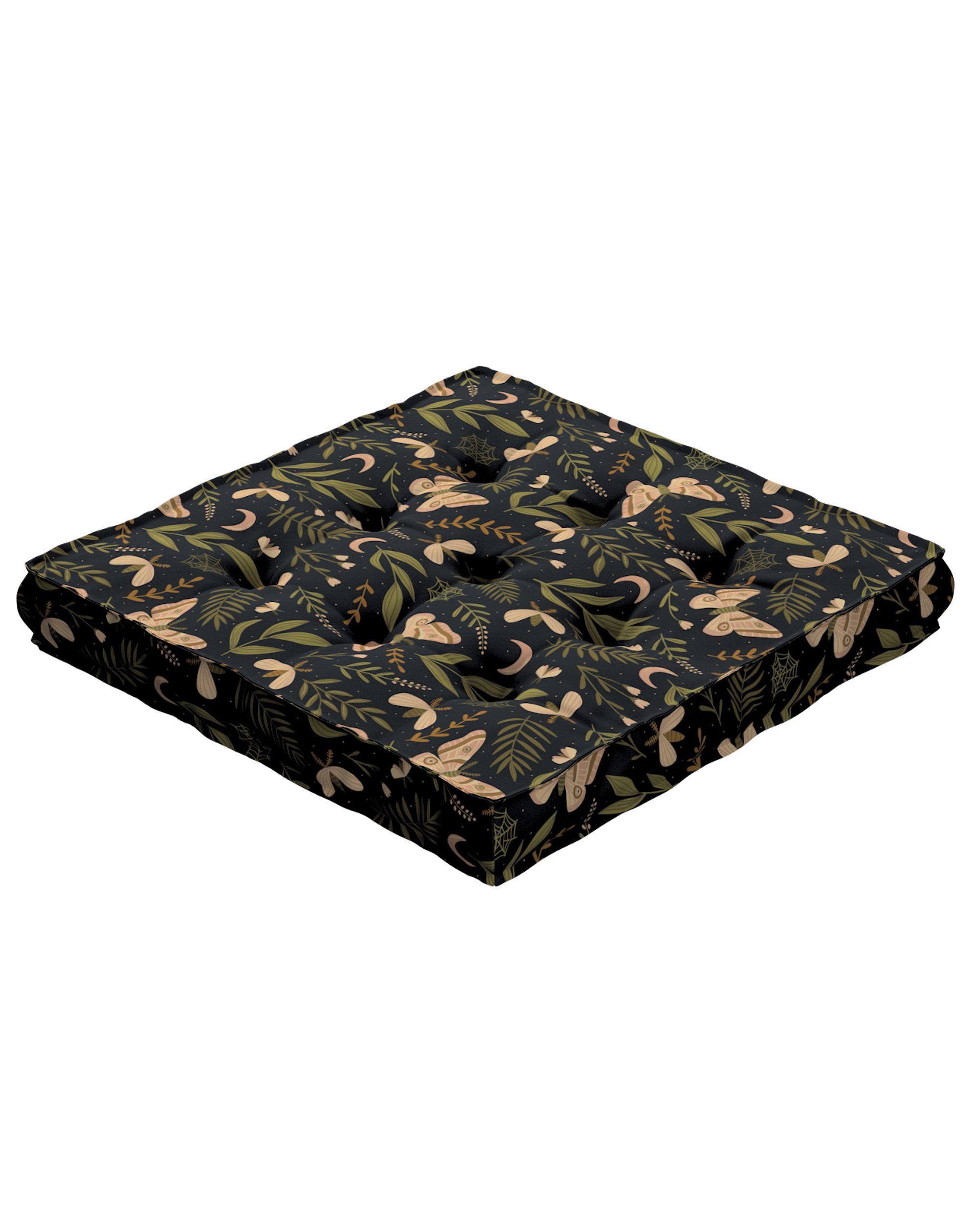 Jacob seat pad/floor cushion product colour black fabric patterned (hover)