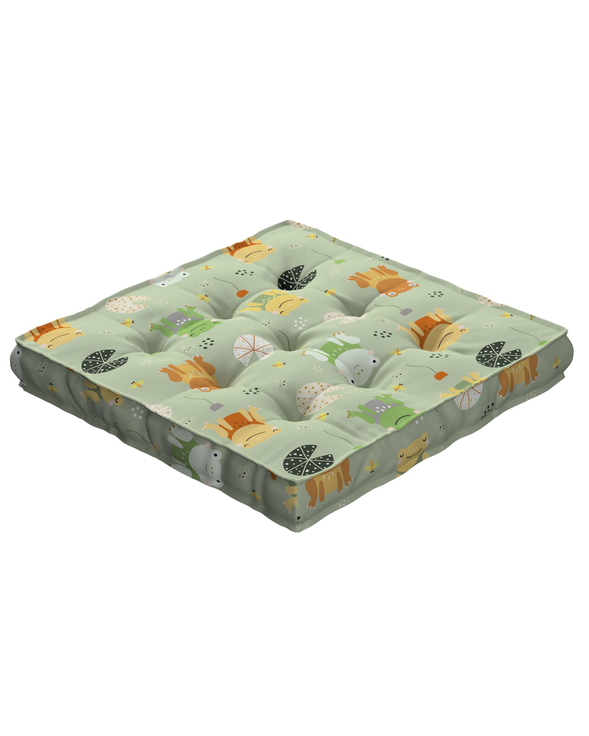 Jacob seat pad/floor cushion product colour green fabric patterned (hover)