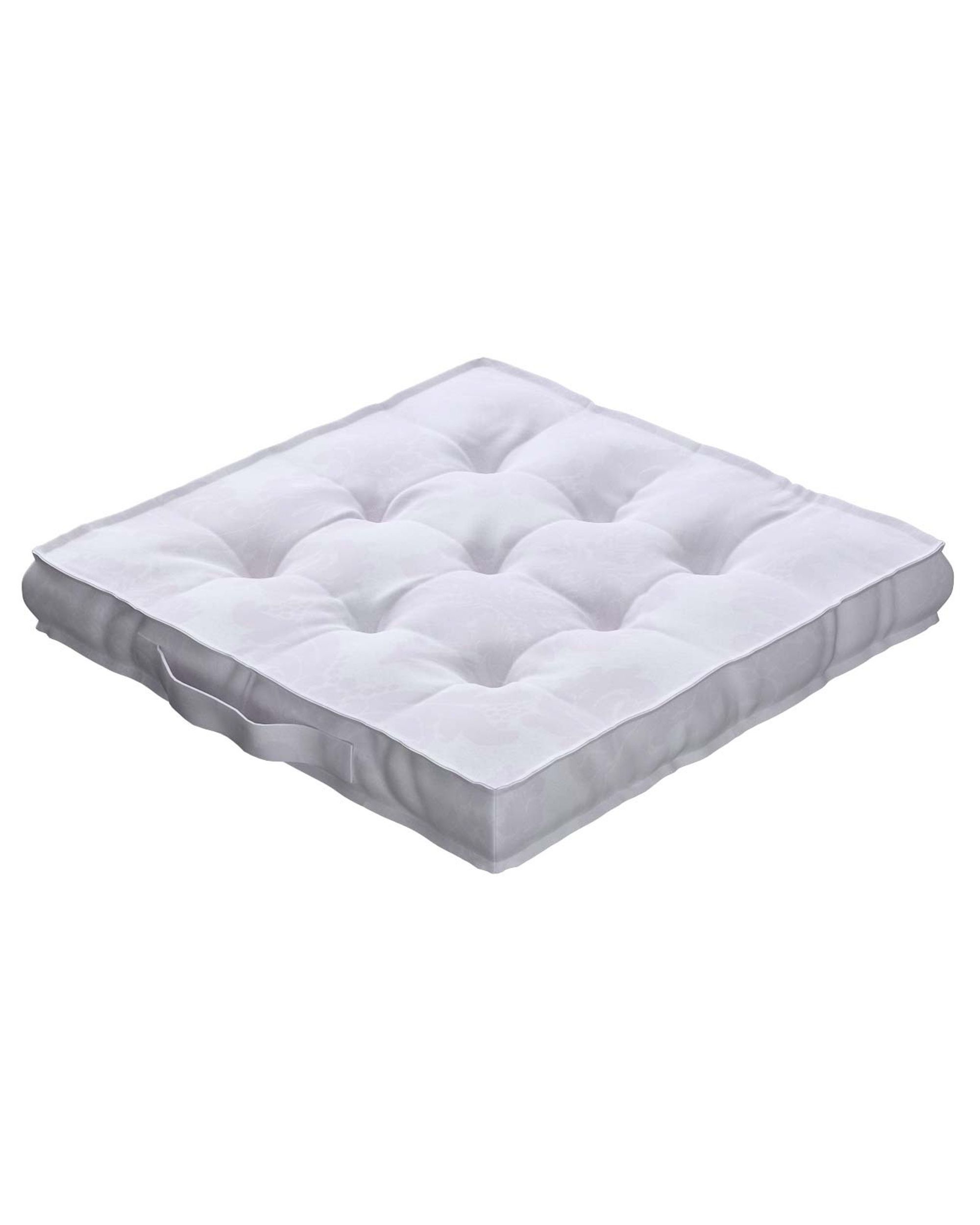 Jacob seat pad/floor cushion product colour white fabric gloss, structured, patterned