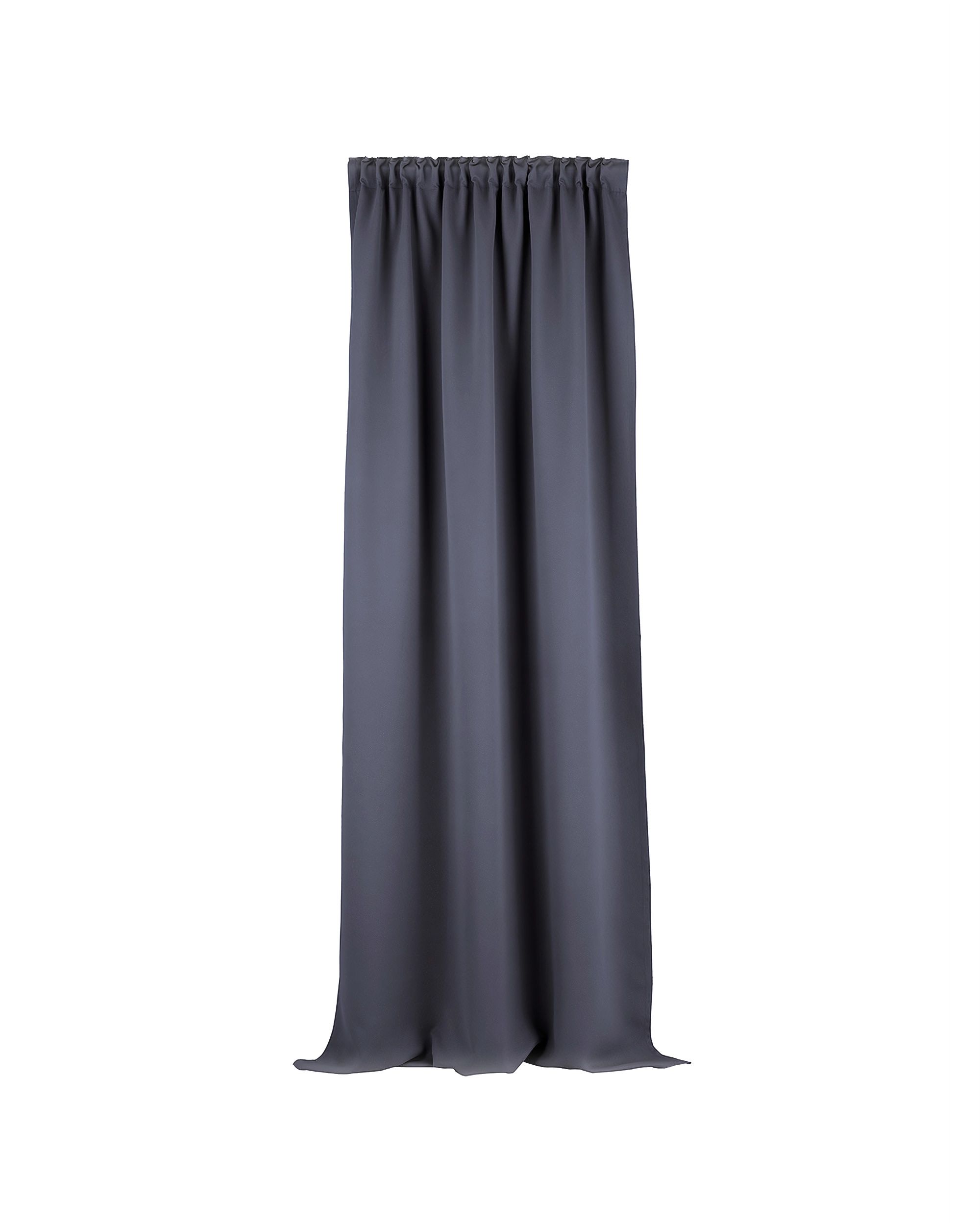 Blackout pencil pleat curtains dark grey 140 x 280cm 1 pc.
