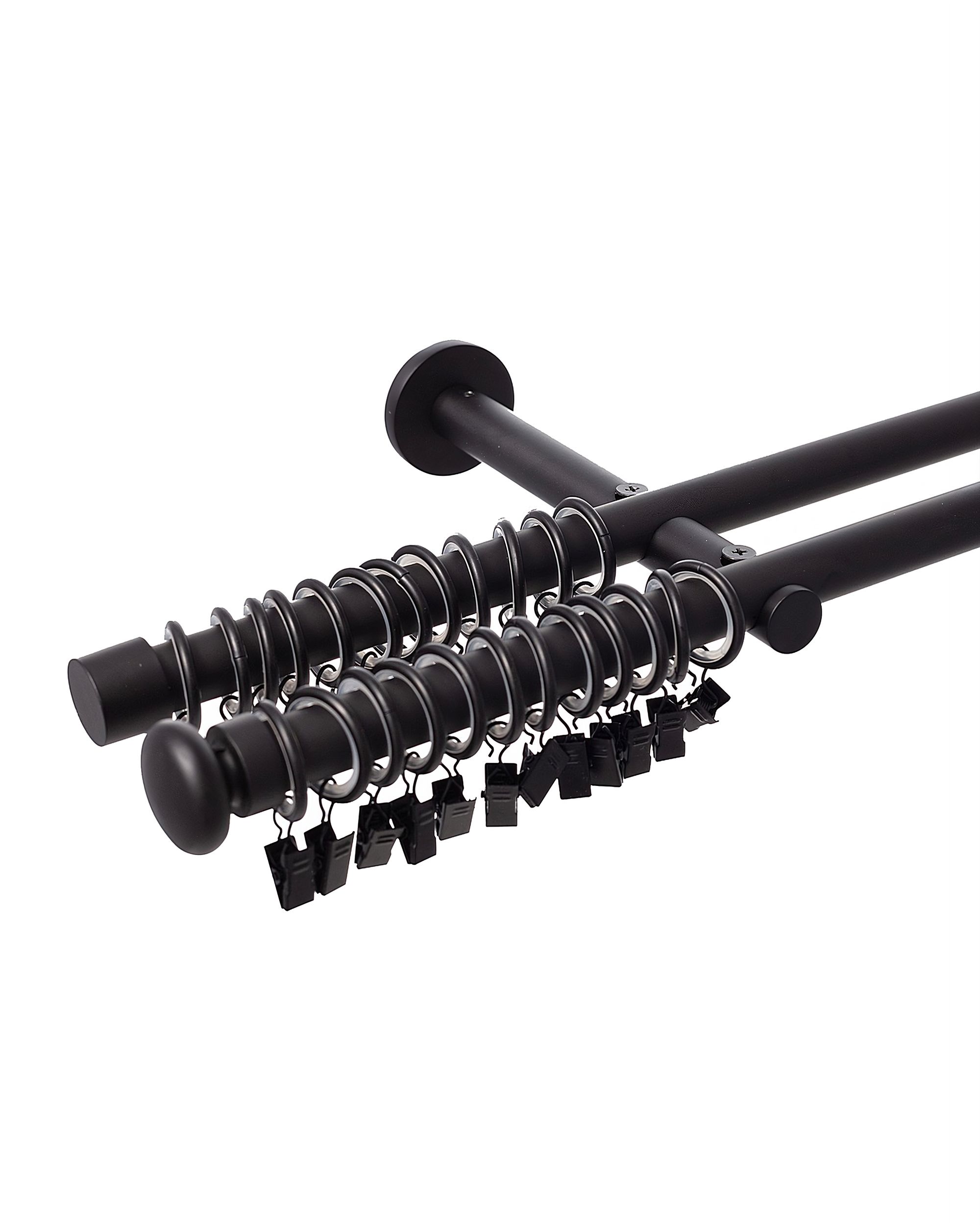Double curtain rod Modern black matt 200cm
