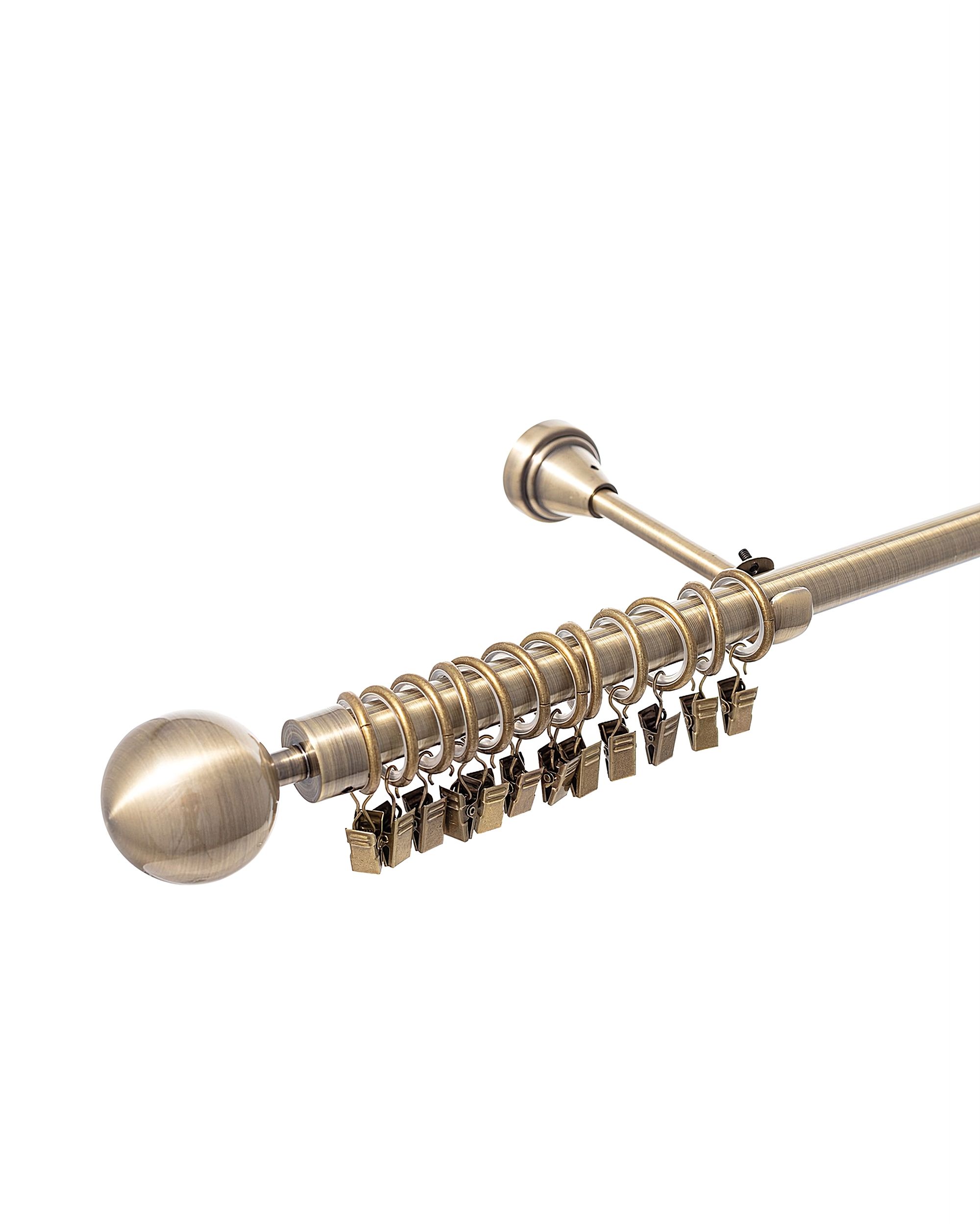 Single curtain pole Elegant antique brass 200cm