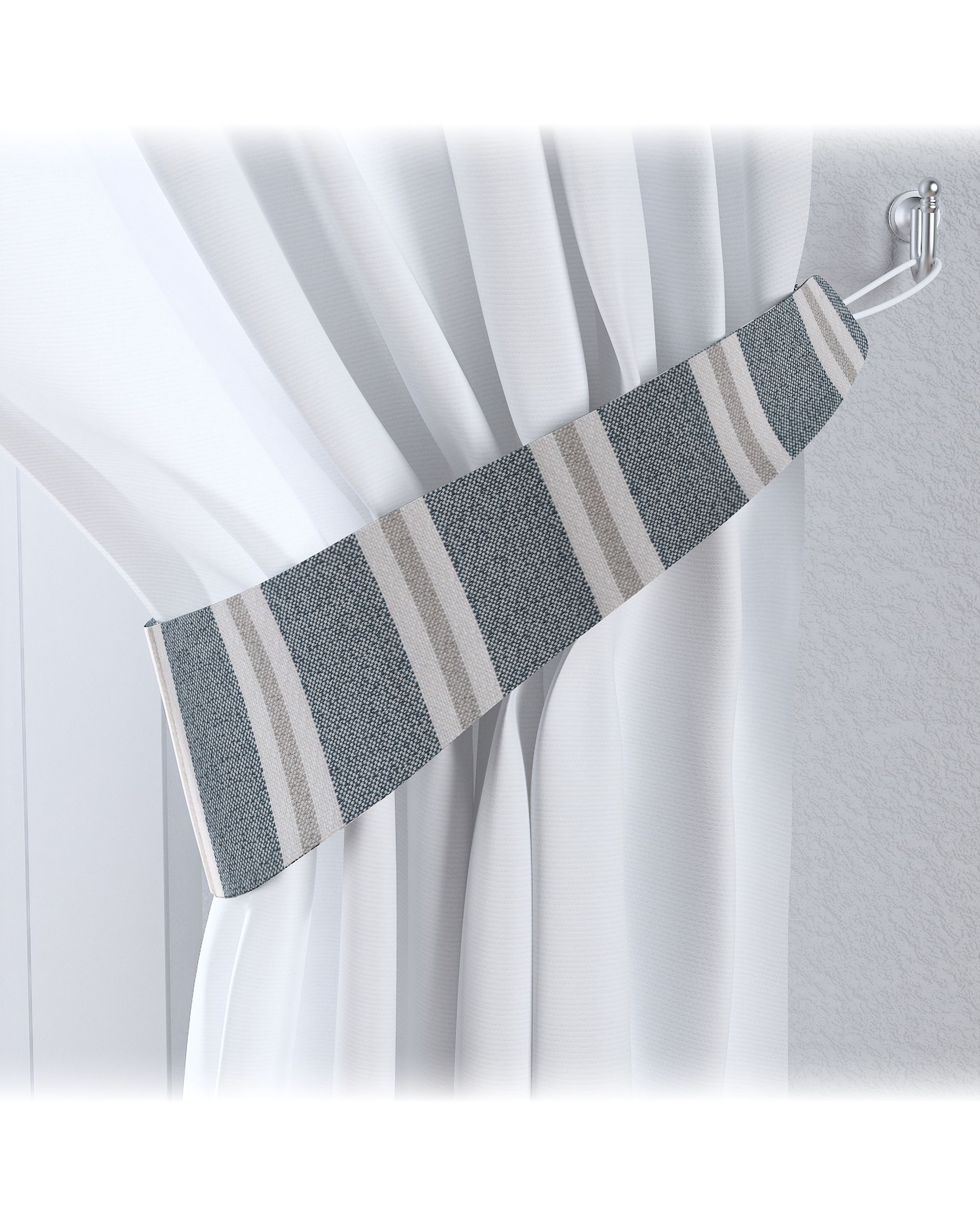 Victoria tieback product colour blue fabric structured, patterned