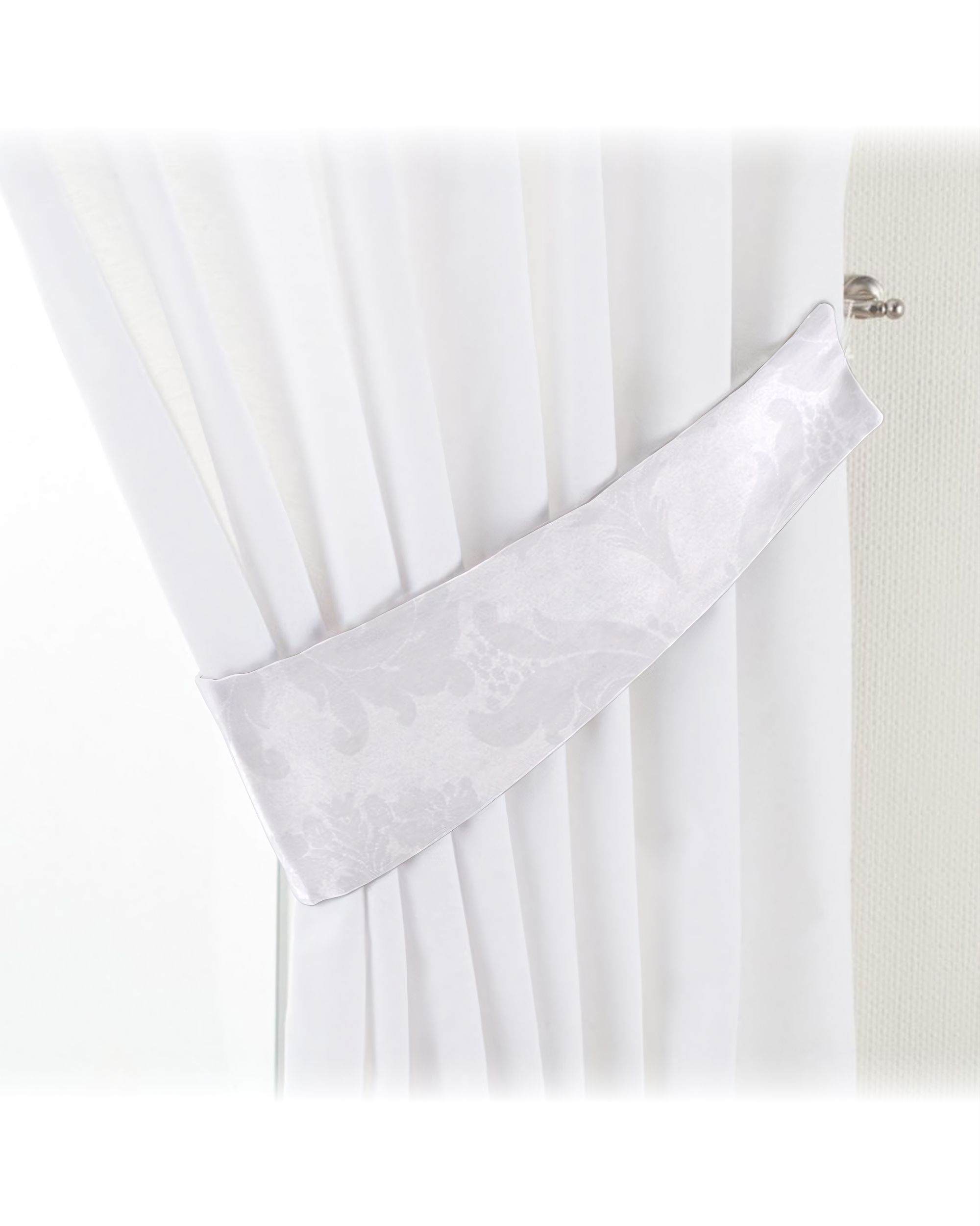 Victoria tieback product colour white fabric gloss, structured, patterned