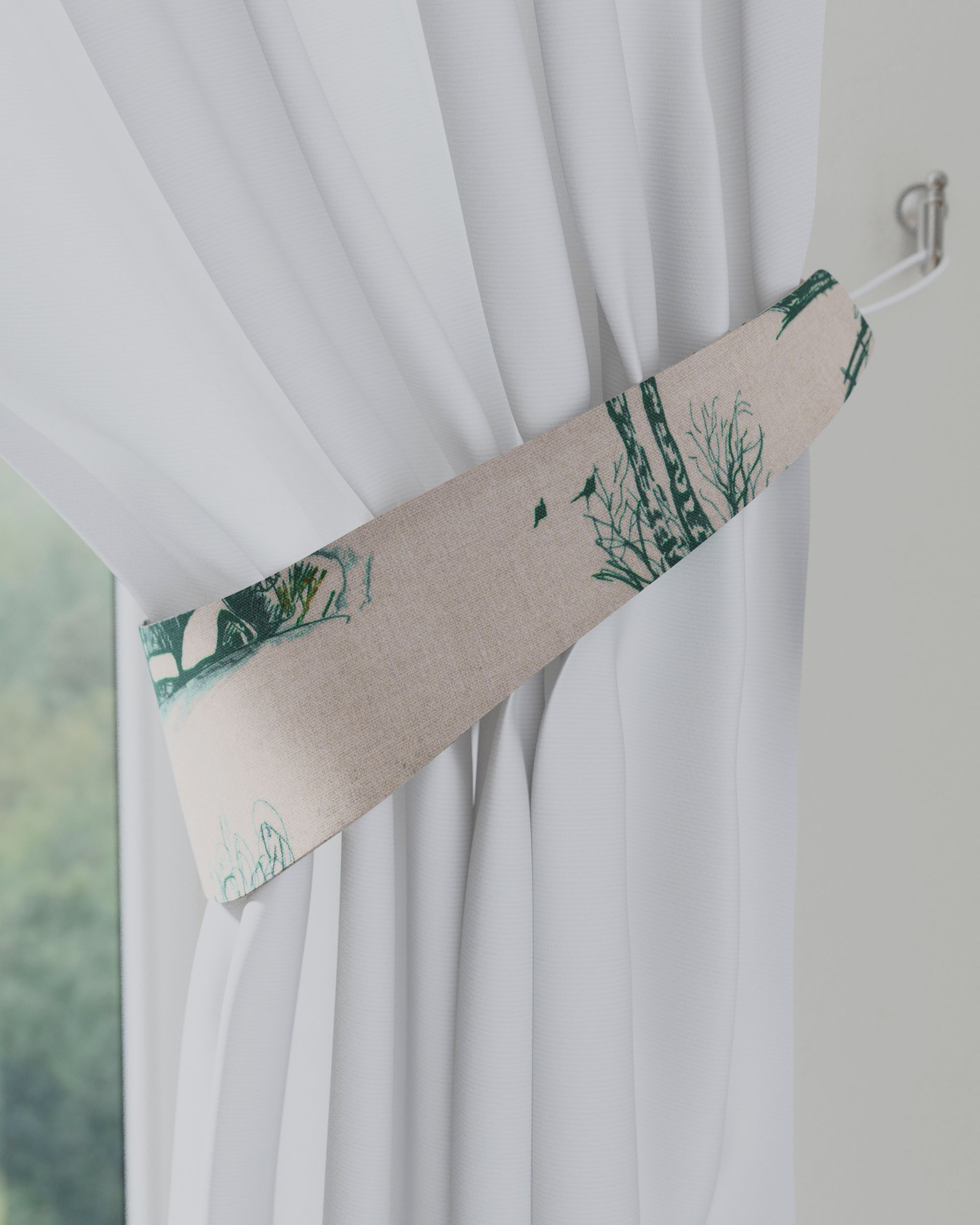 Victoria tieback product colour white fabric patterned
