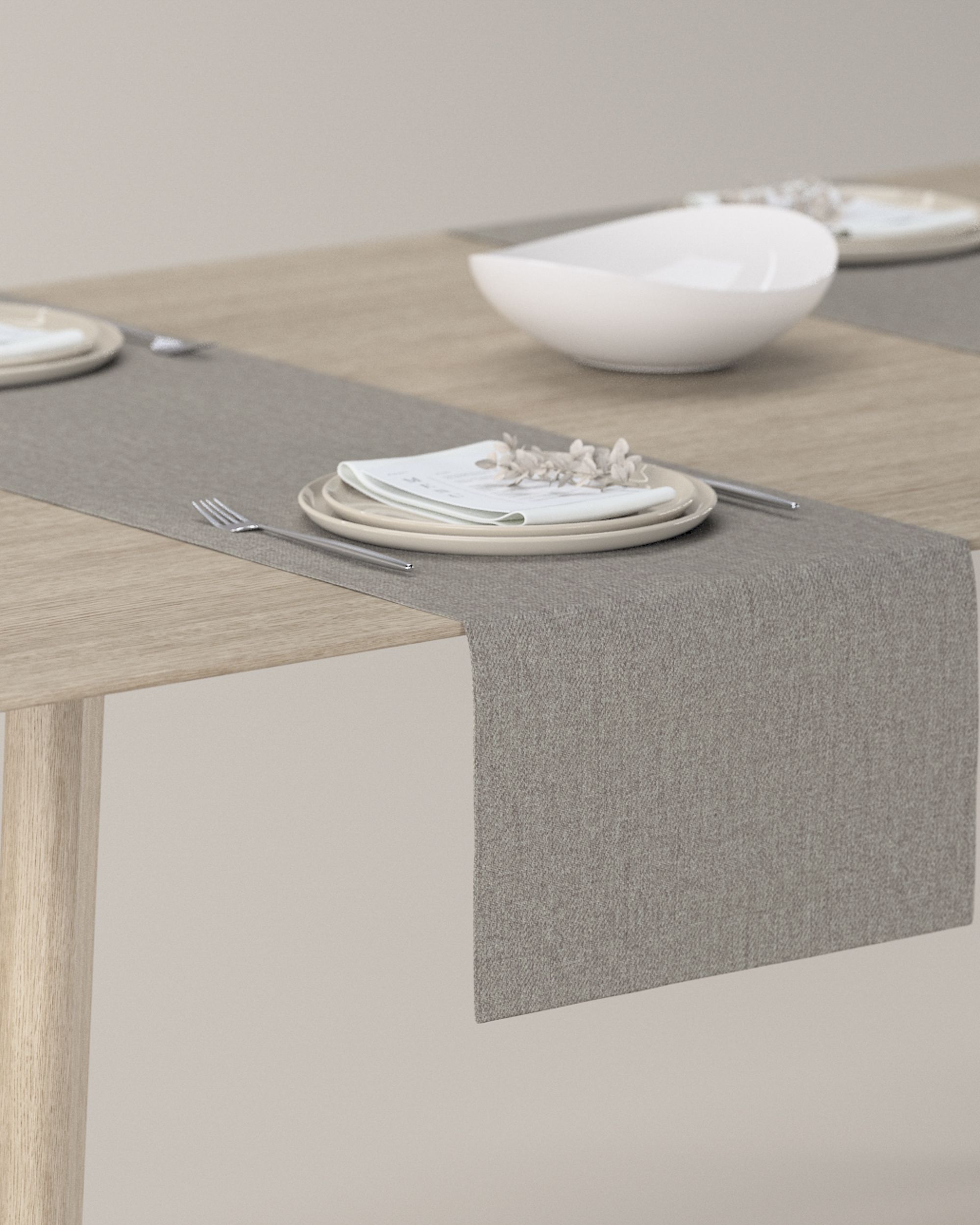 Table runner product colour grey fabric structured