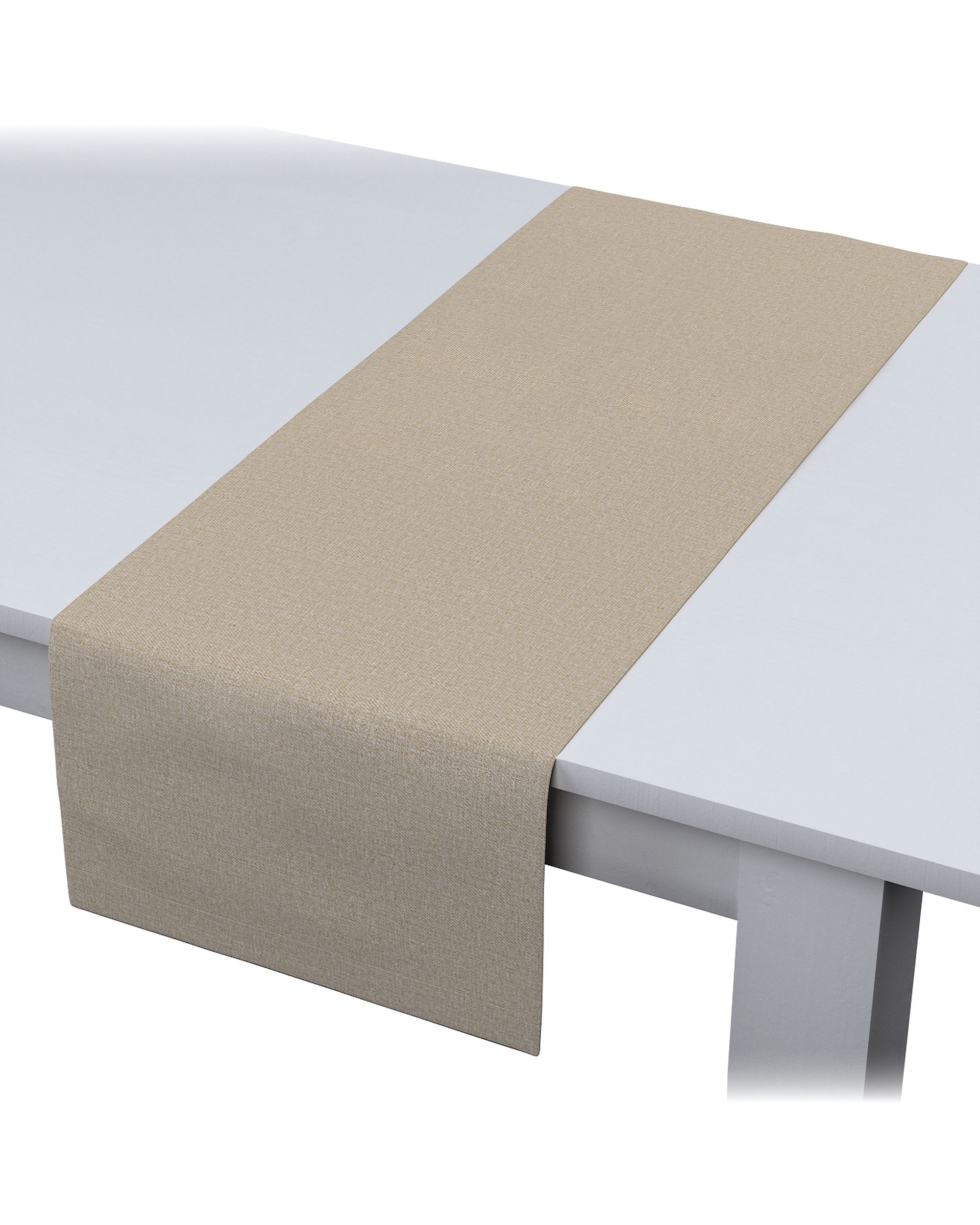Table runner product colour beige fabric structured