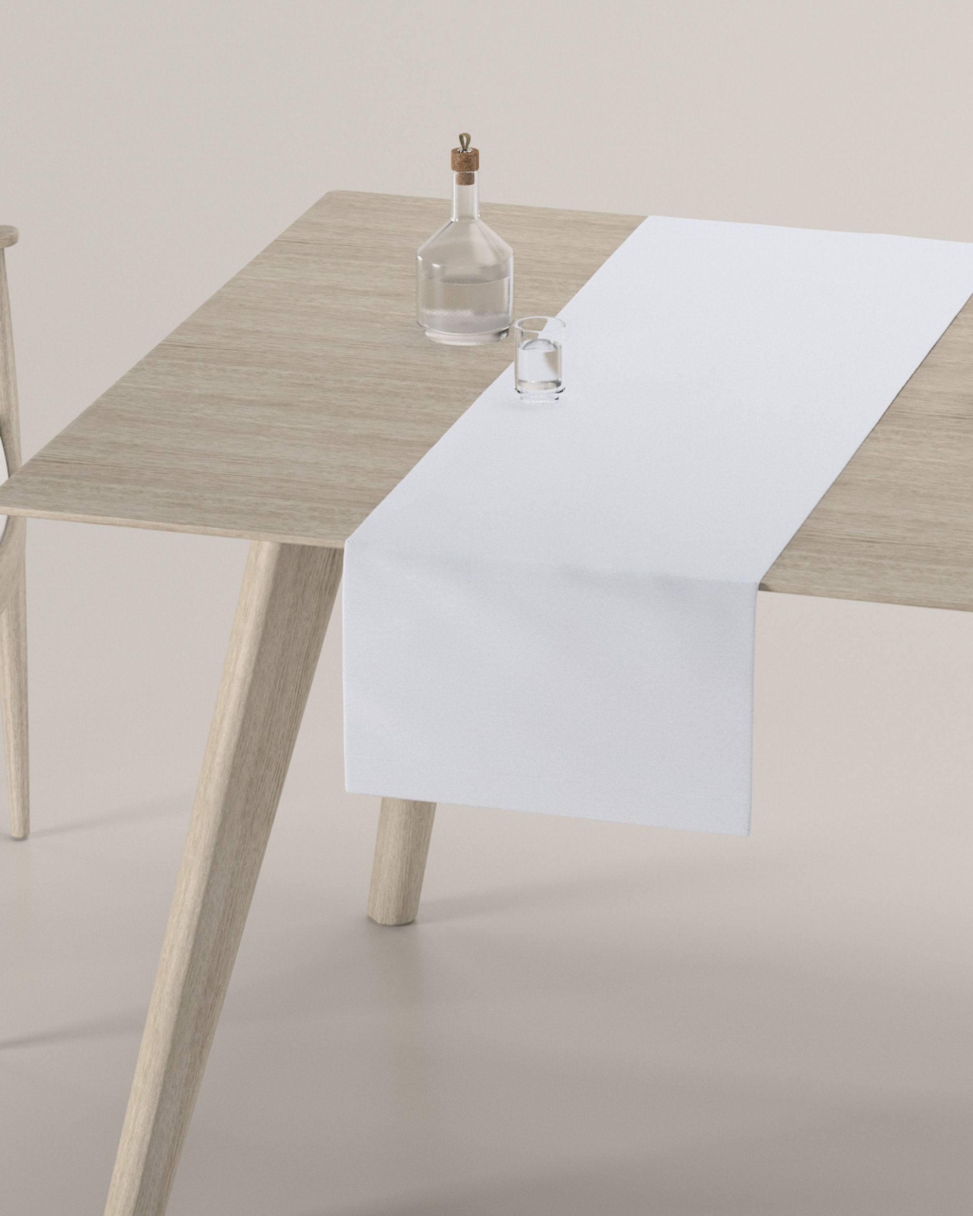Table runner product colour white fabric stain-resistant, structured (hover)