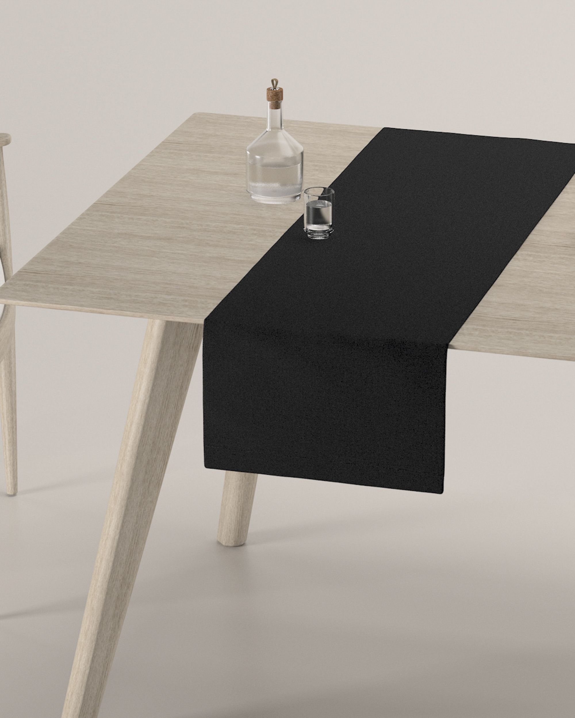 Table runner product colour black fabric stain-resistant, structured (hover)