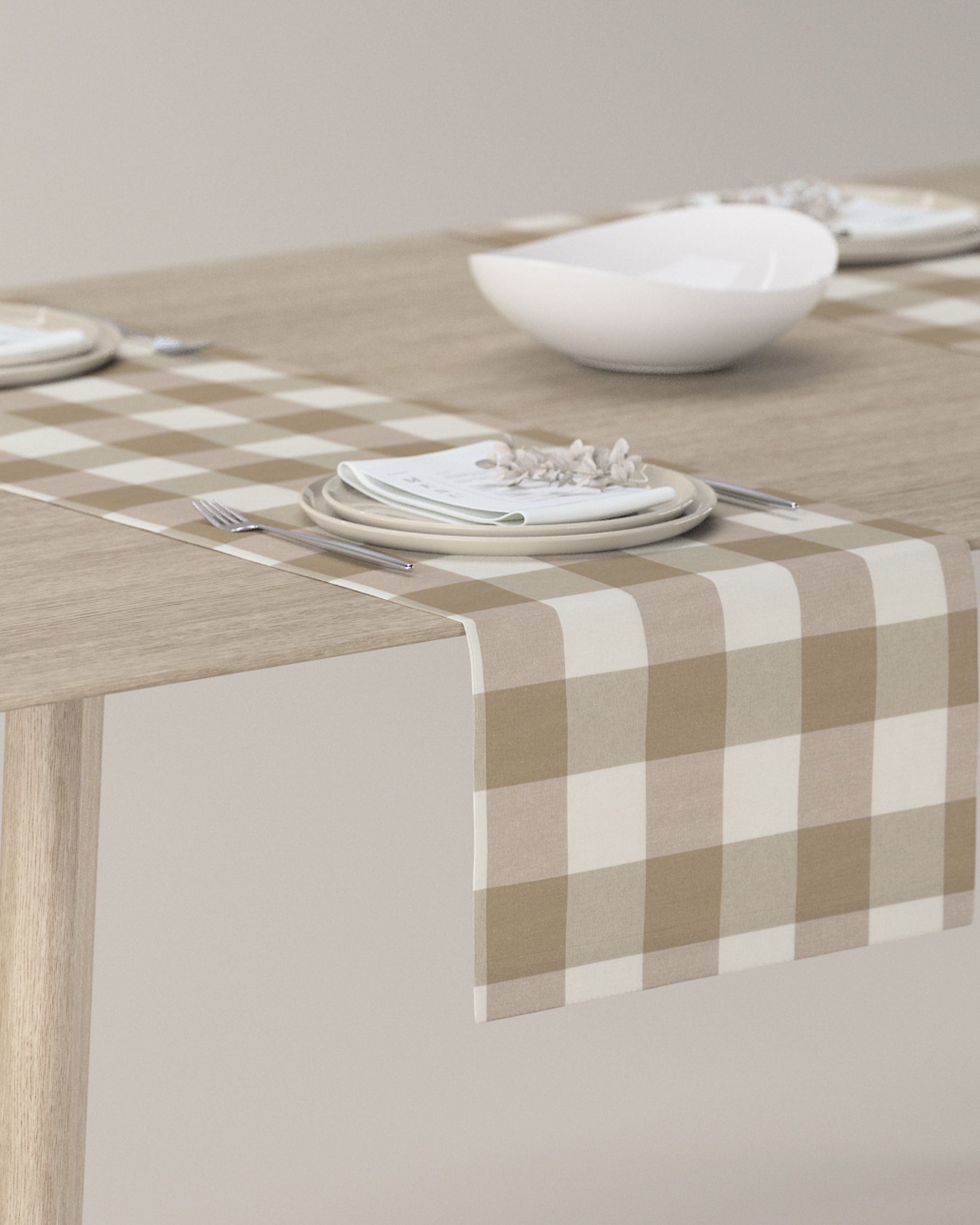 Table runner product colour beige fabric patterned