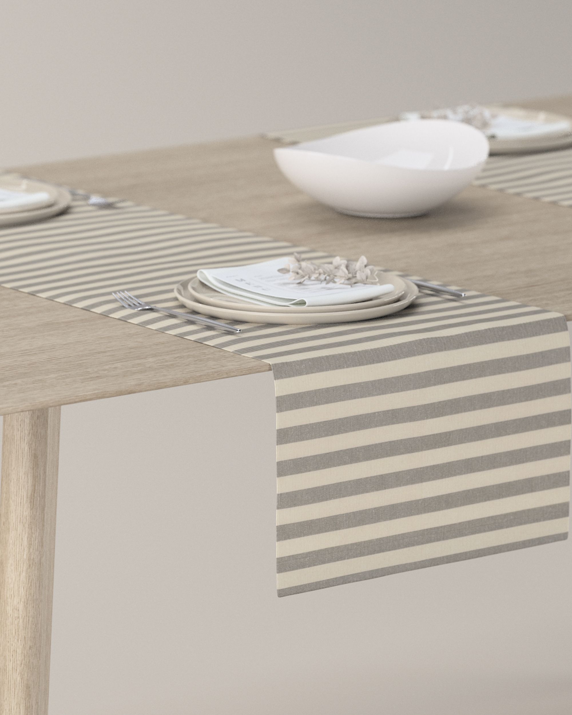 Table runner product colour grey fabric patterned