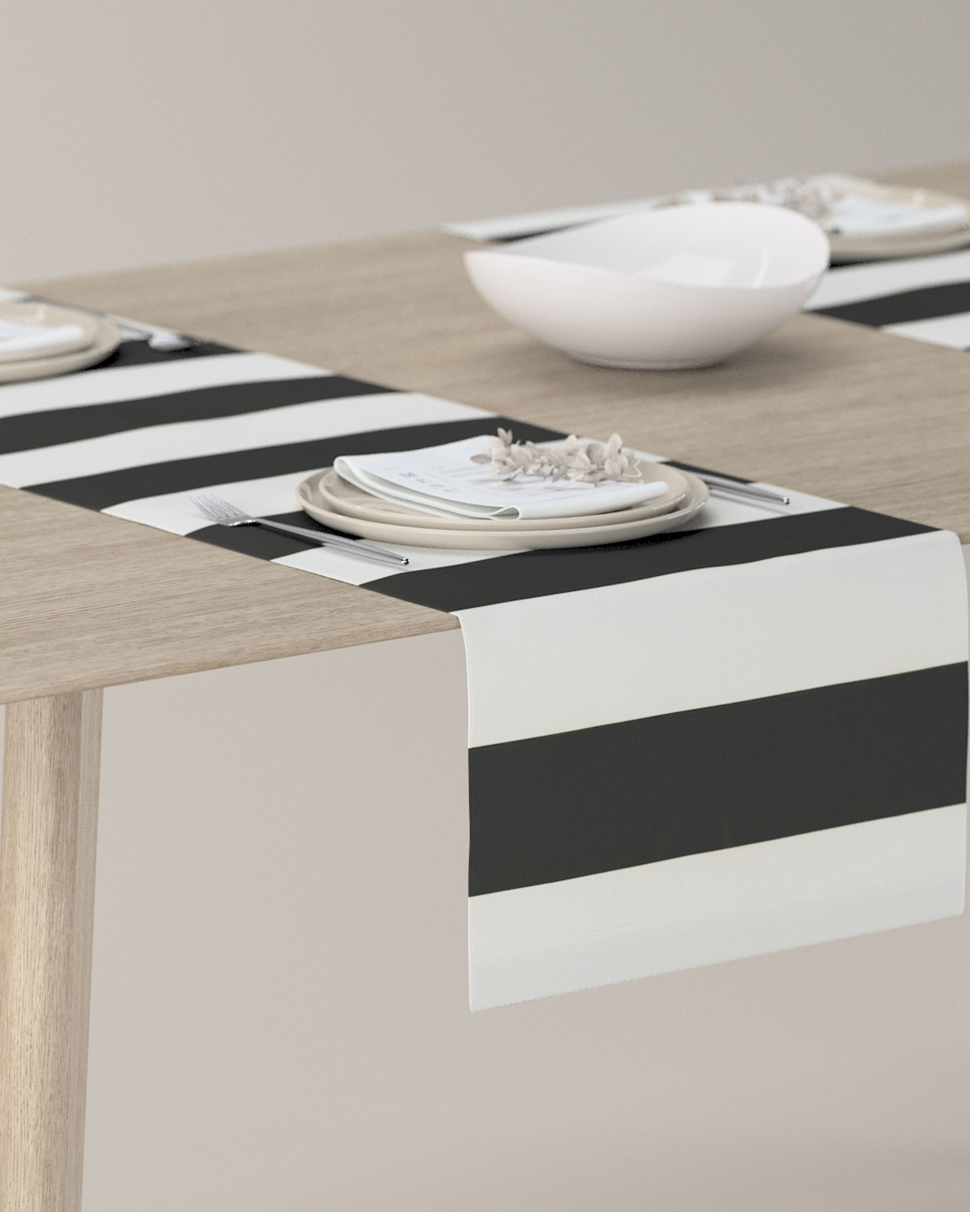 Table runner product colour black fabric patterned