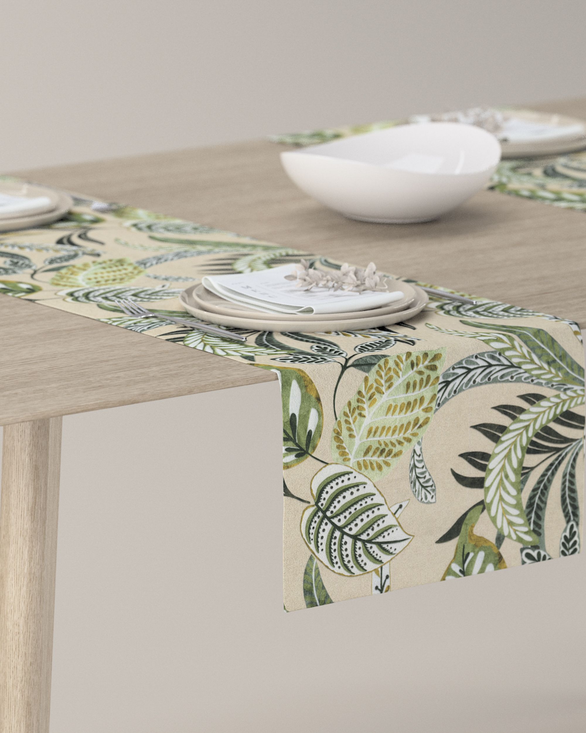Table runner product colour green fabric patterned