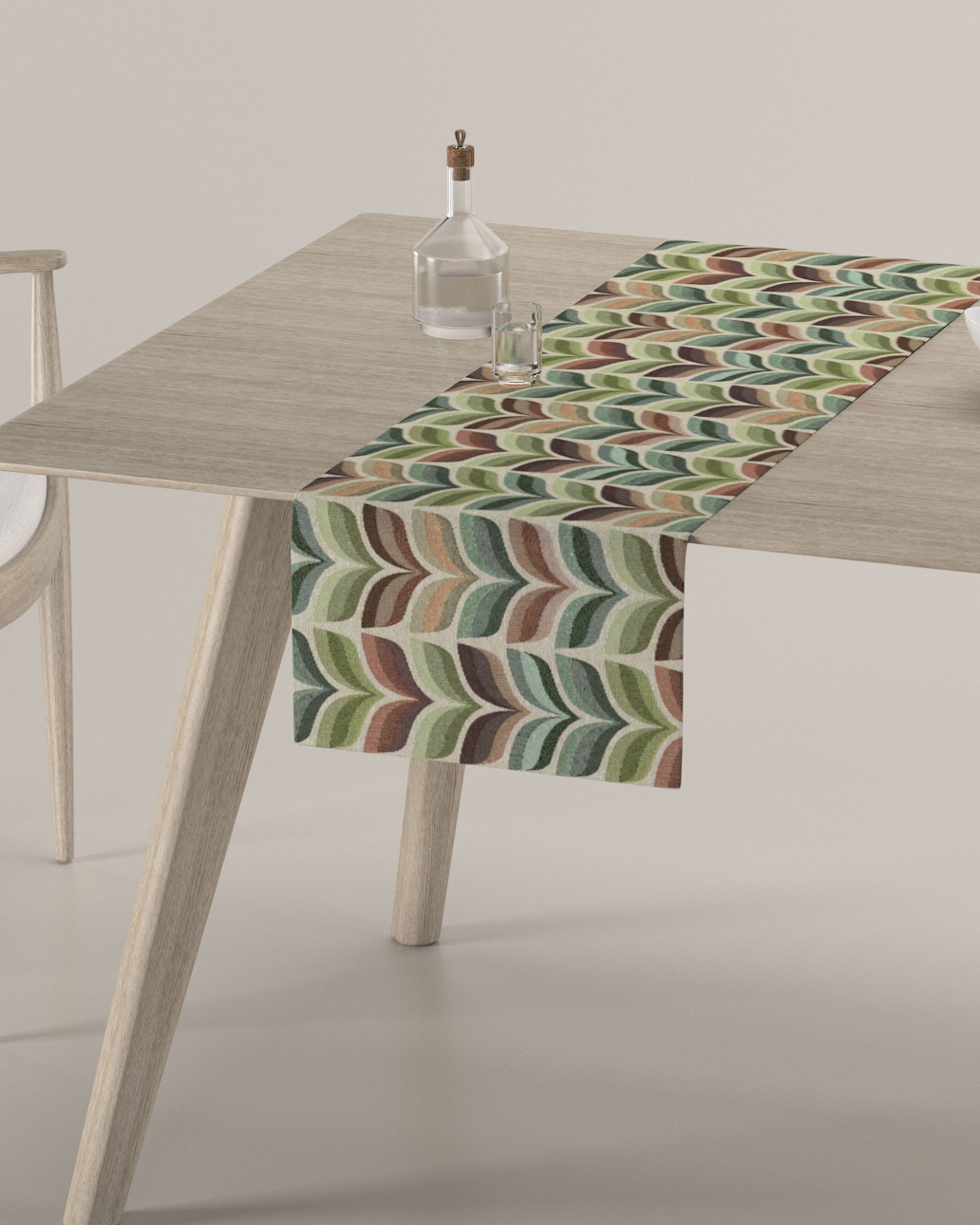 Table runner product colour green fabric structured, patterned (hover)