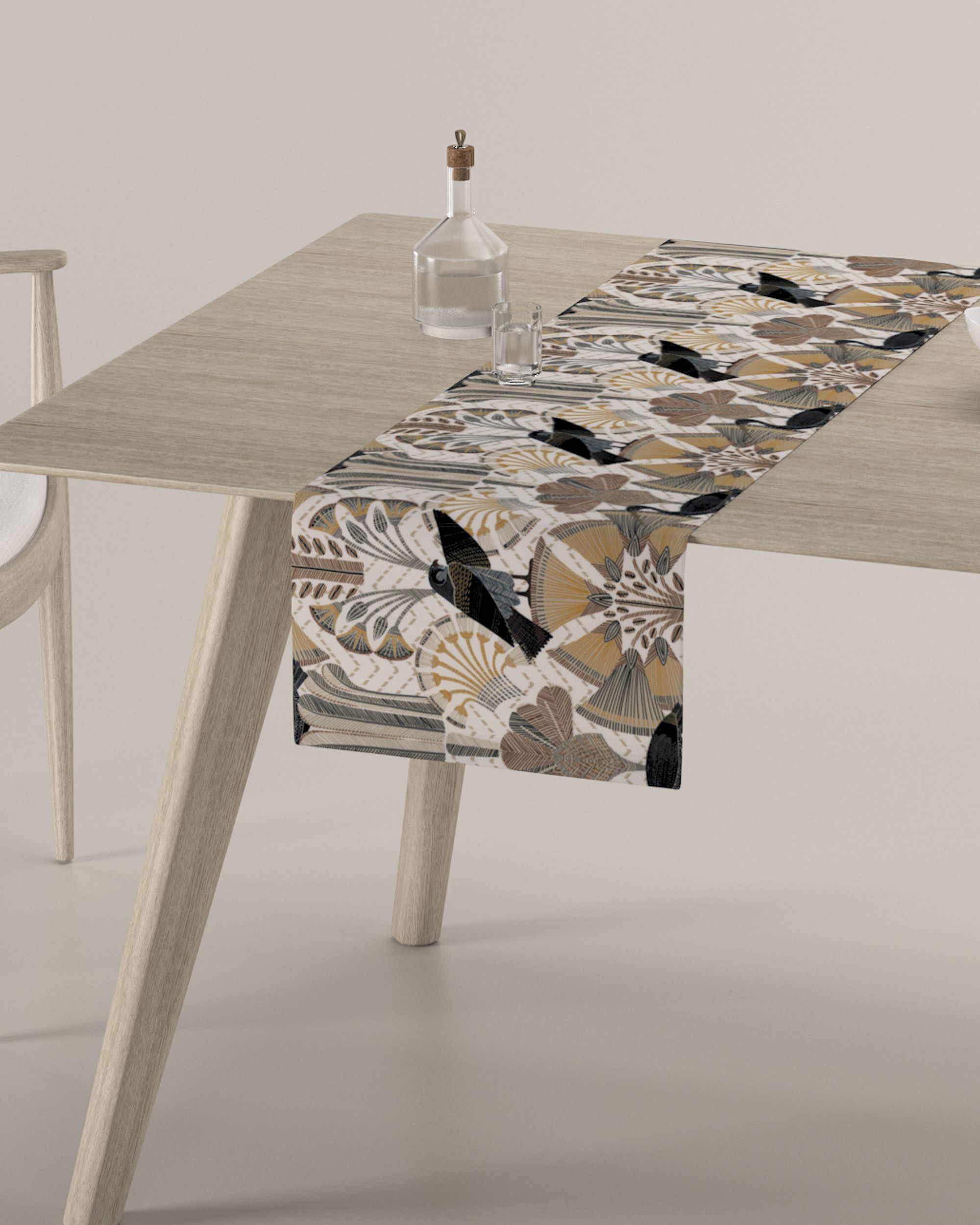 Table runner product colour brown fabric patterned (hover)