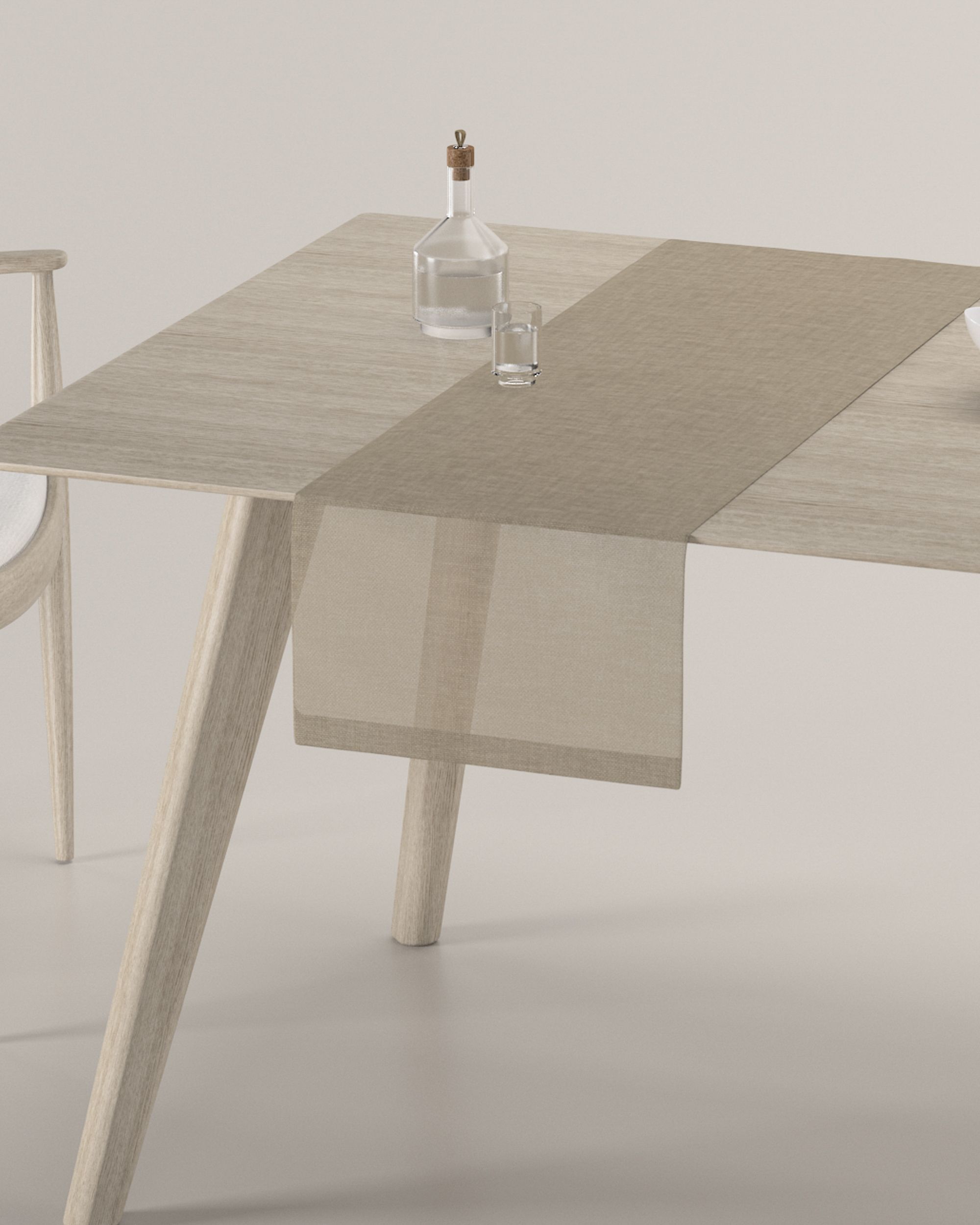 Table runner product colour beige fabric structured (hover)