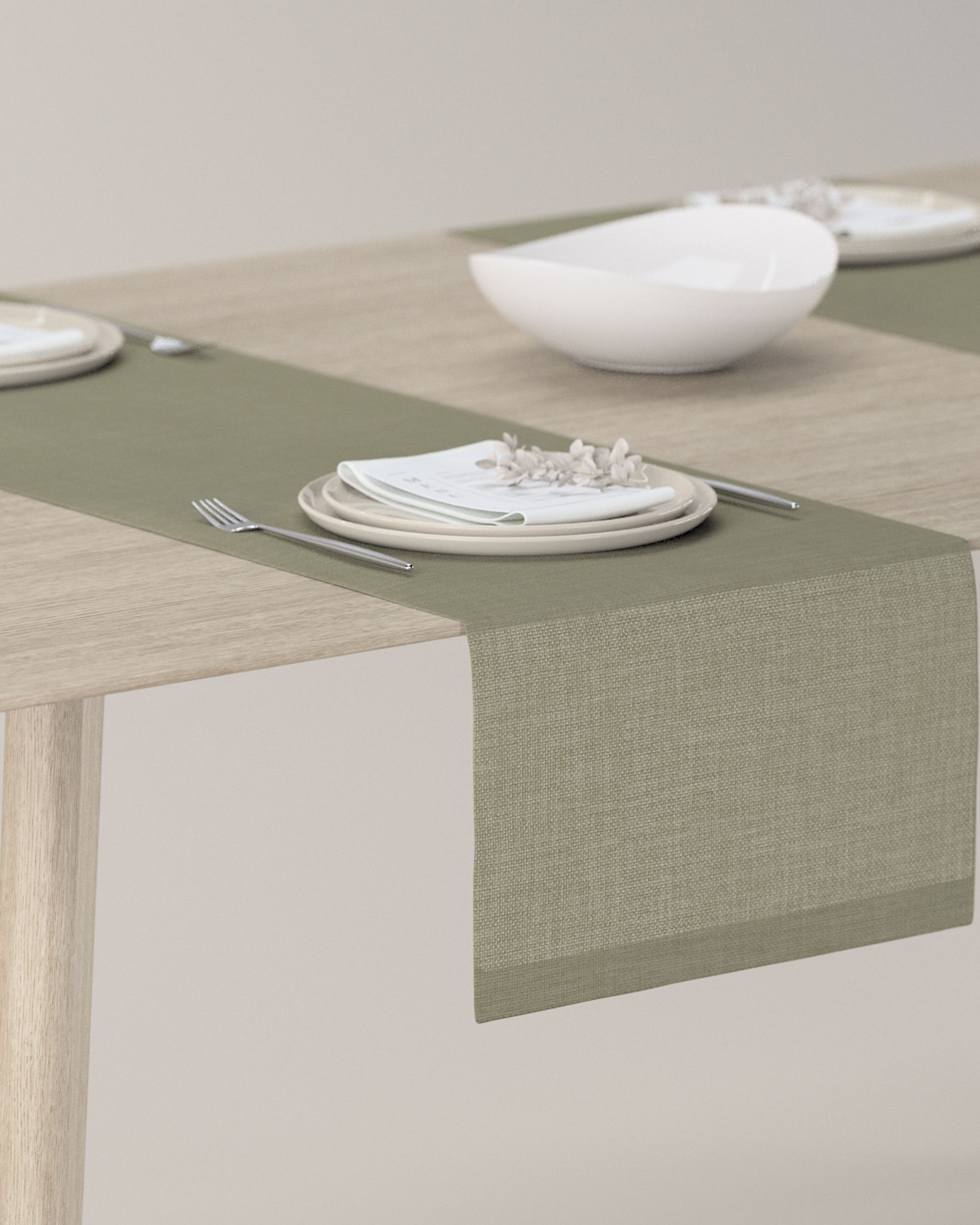 Table runner product colour green fabric structured