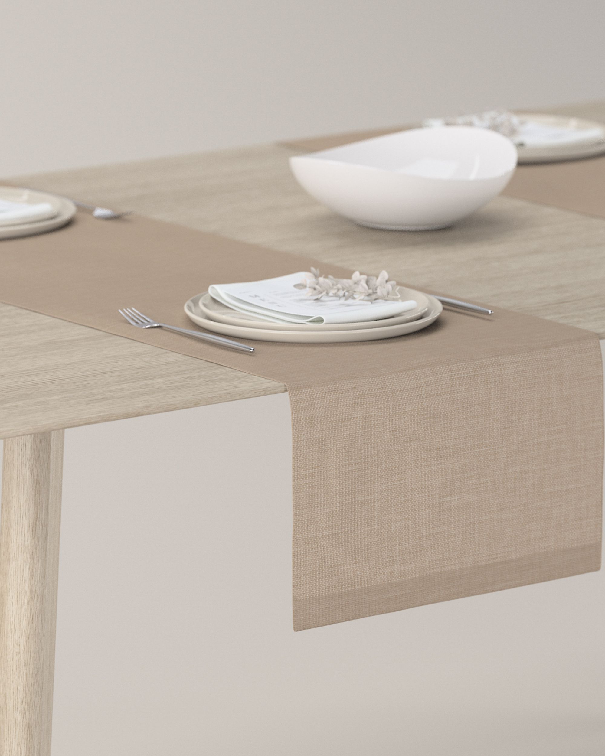 Table runner product colour beige fabric structured
