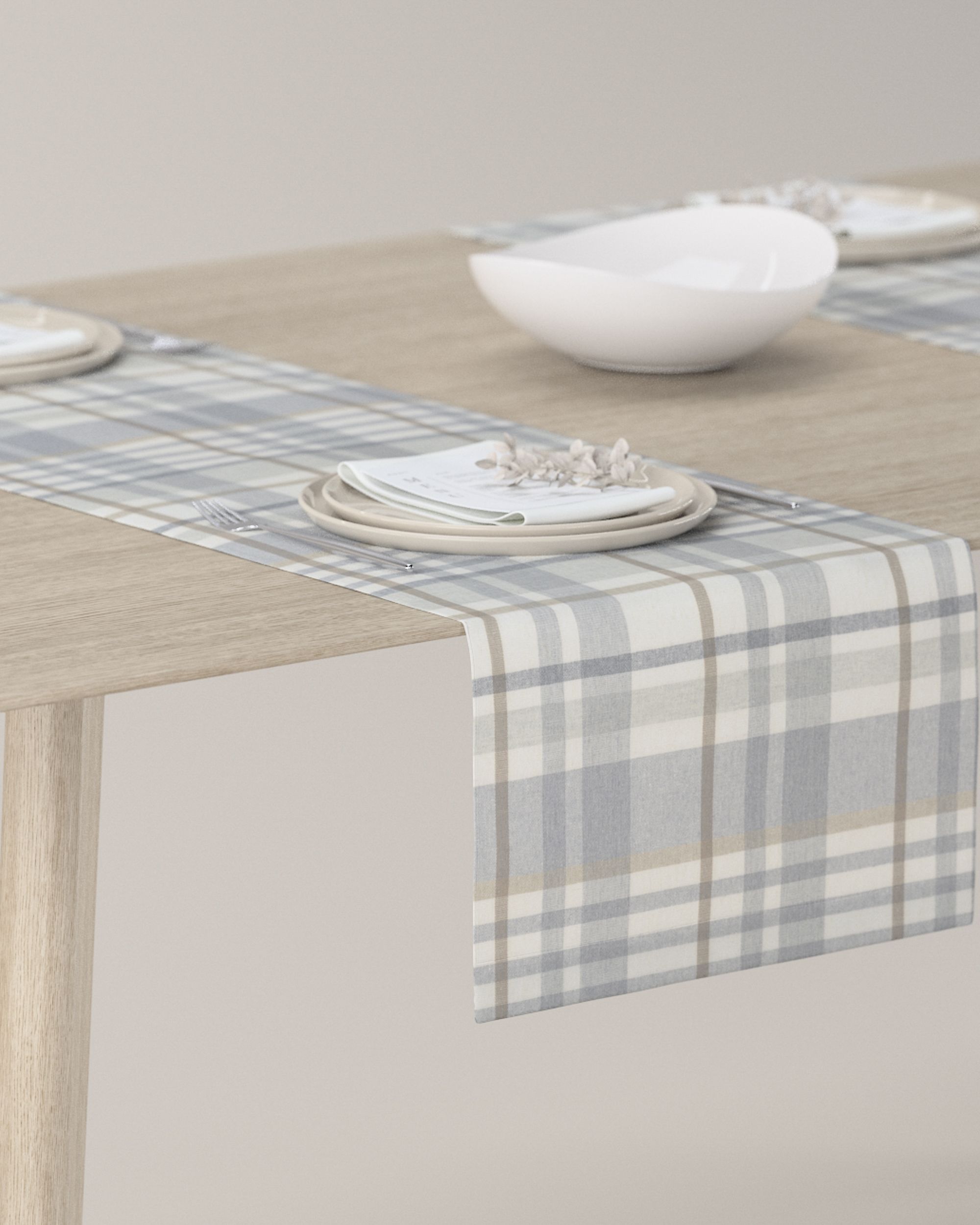Table runner product colour grey fabric patterned
