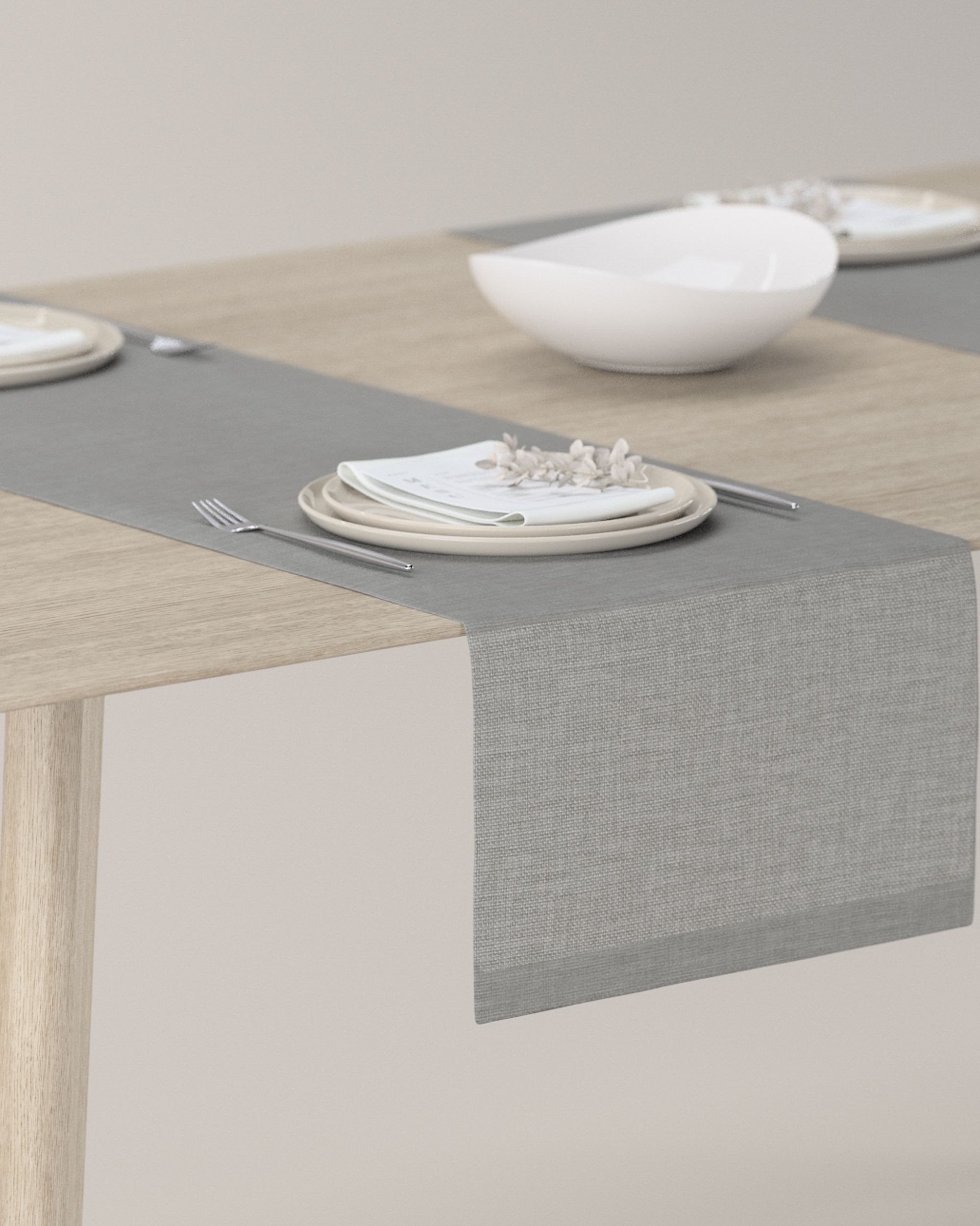 Table runner product colour grey fabric structured