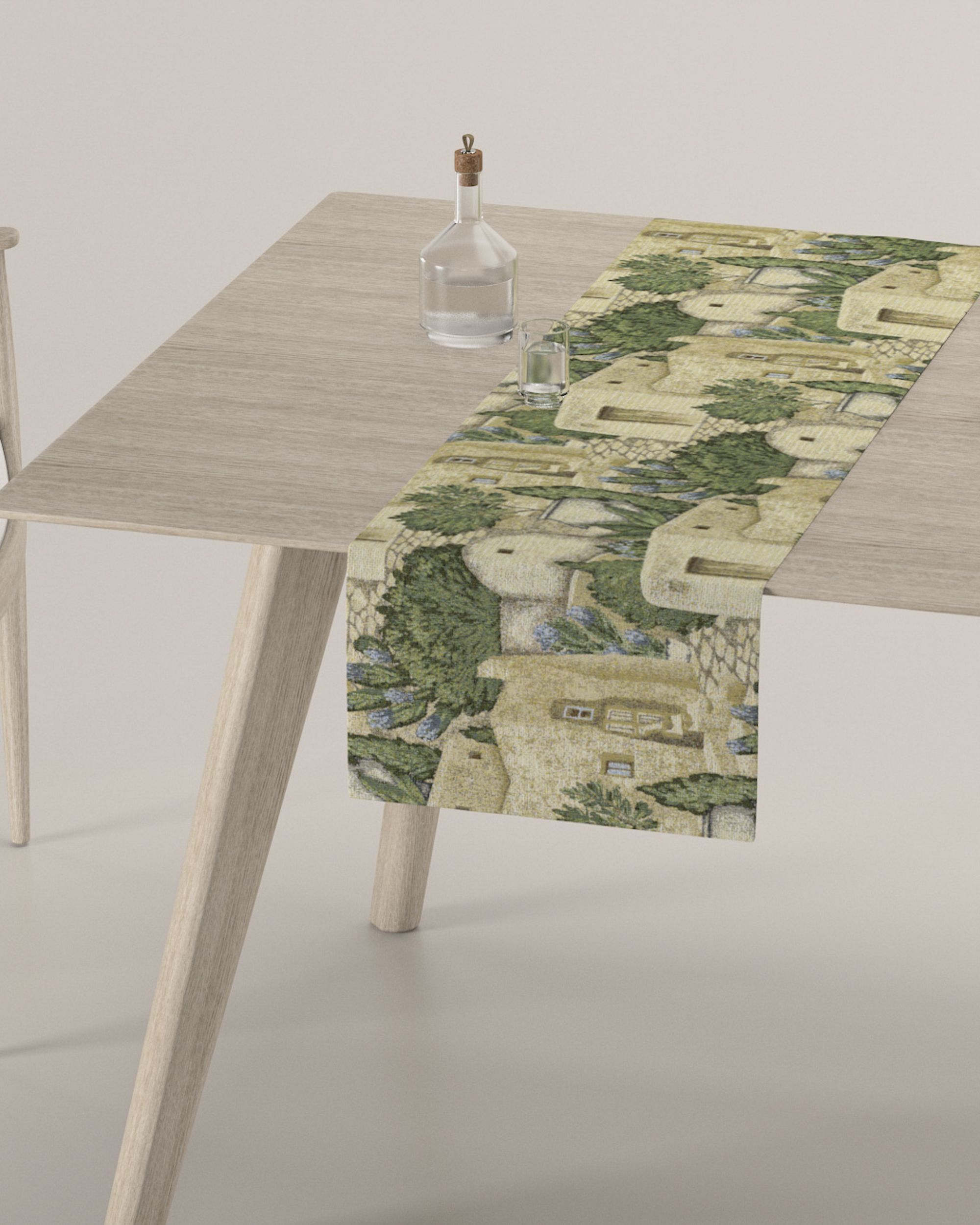 Table runner product colour beige fabric structured, patterned