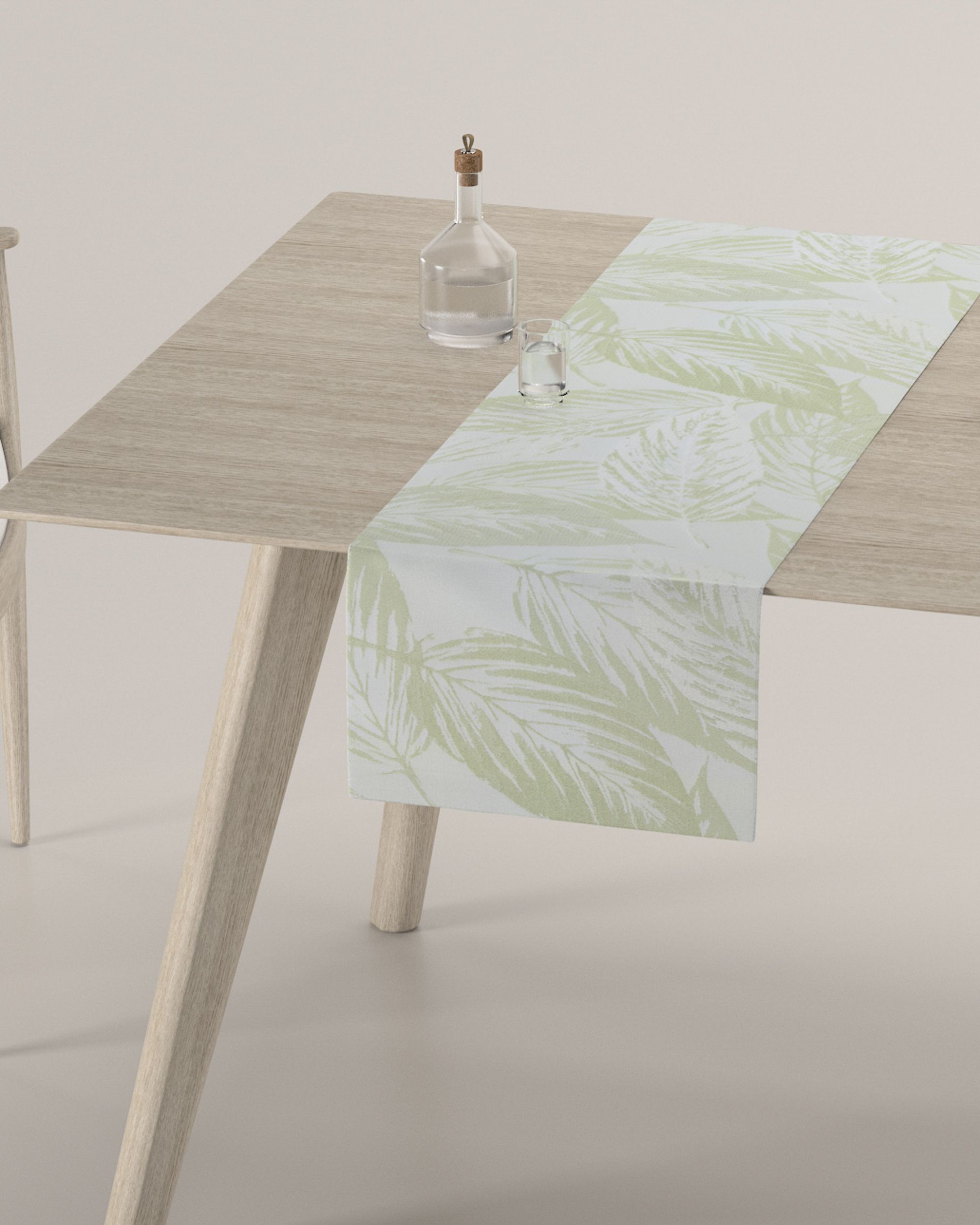 Table runner product colour green fabric gloss, structured, patterned