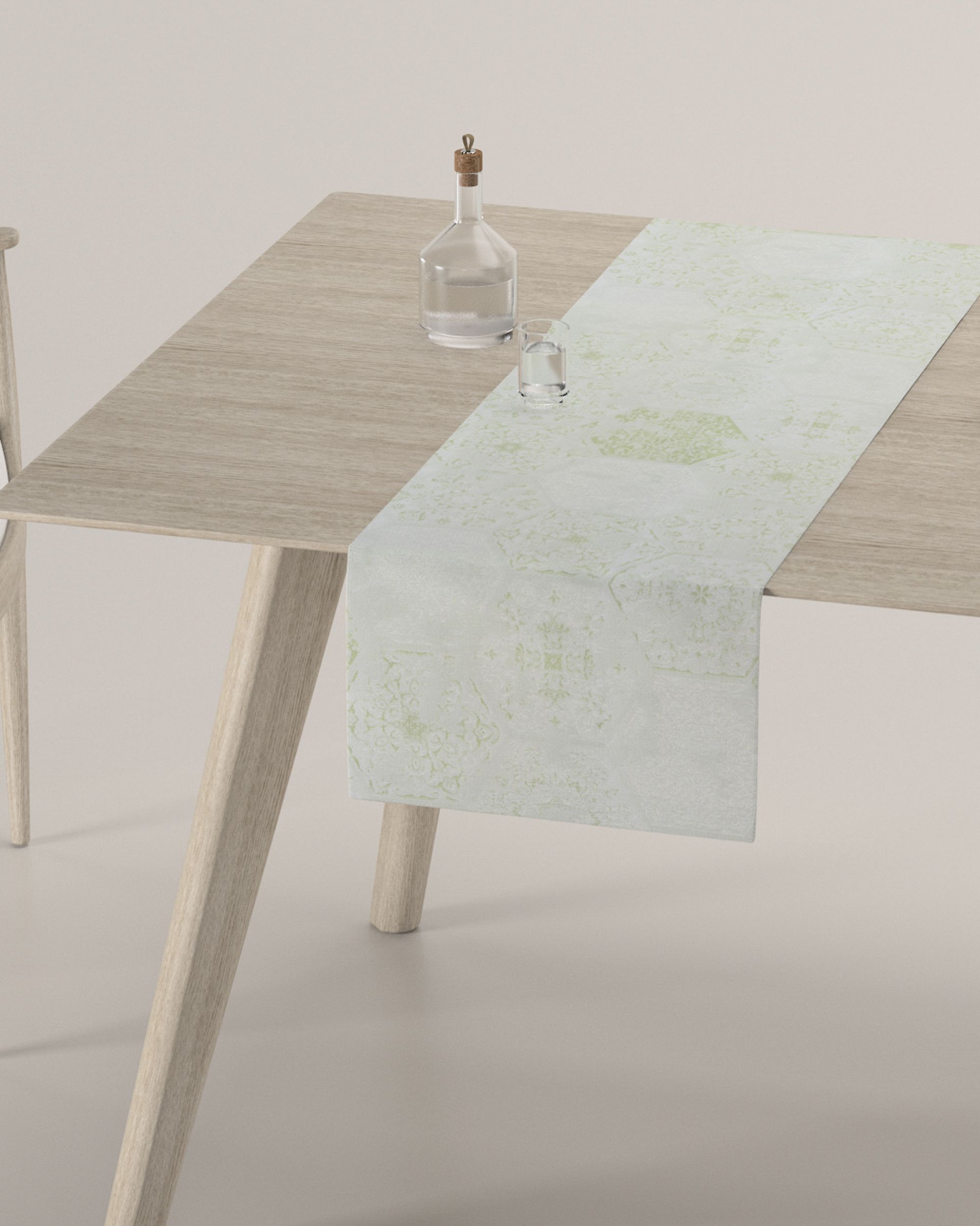 Table runner product colour green fabric gloss, structured, patterned
