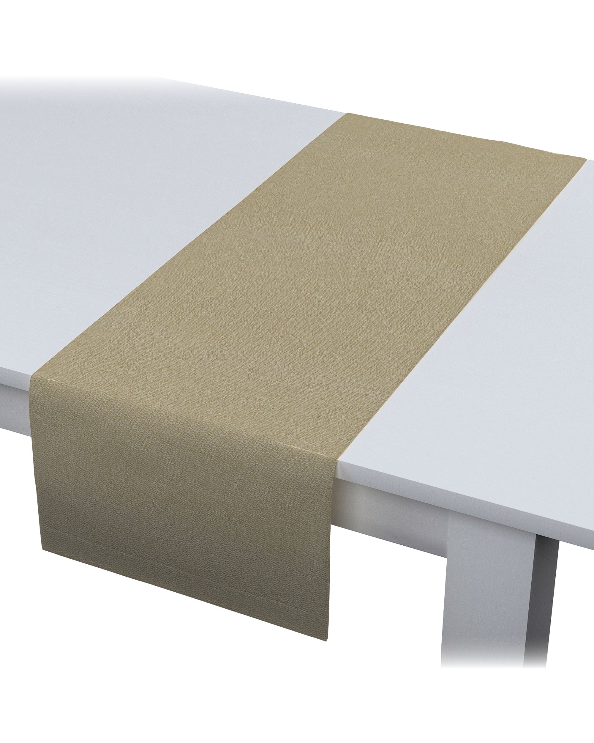 Table runner product colour beige fabric semi-sheer, gloss, structured (hover)