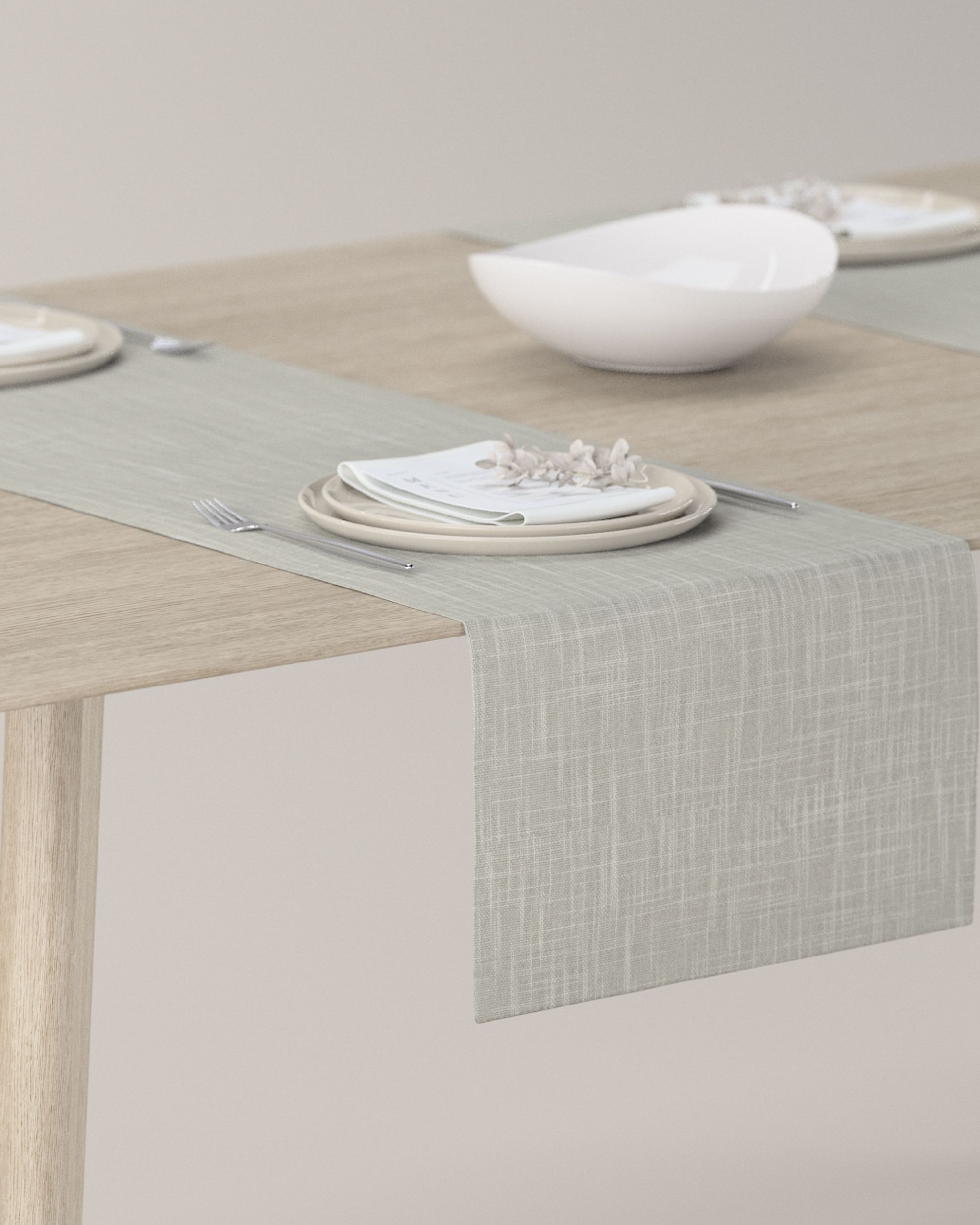 Table runner product colour beige fabric structured