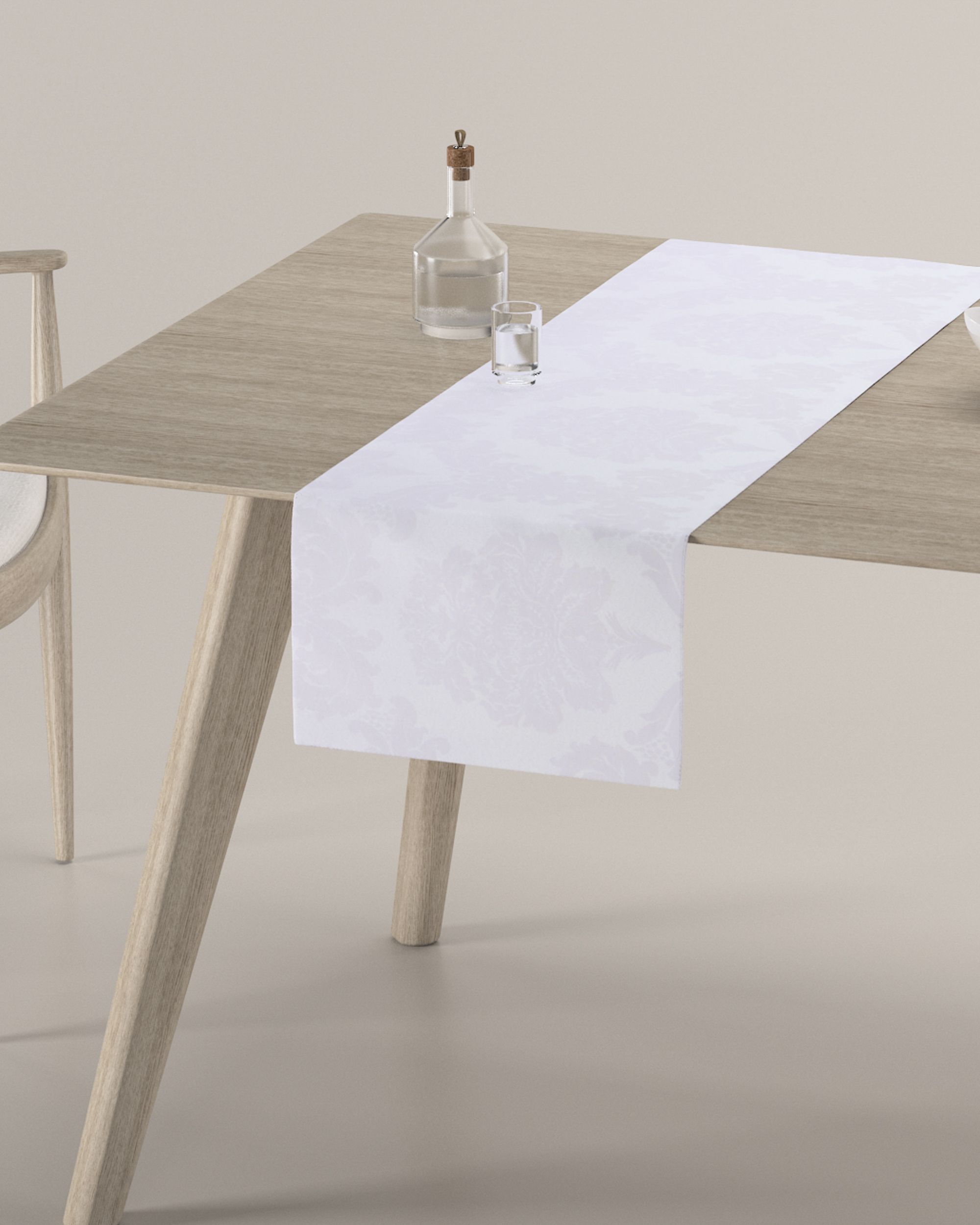 Table runner product colour white fabric gloss, structured, patterned (hover)