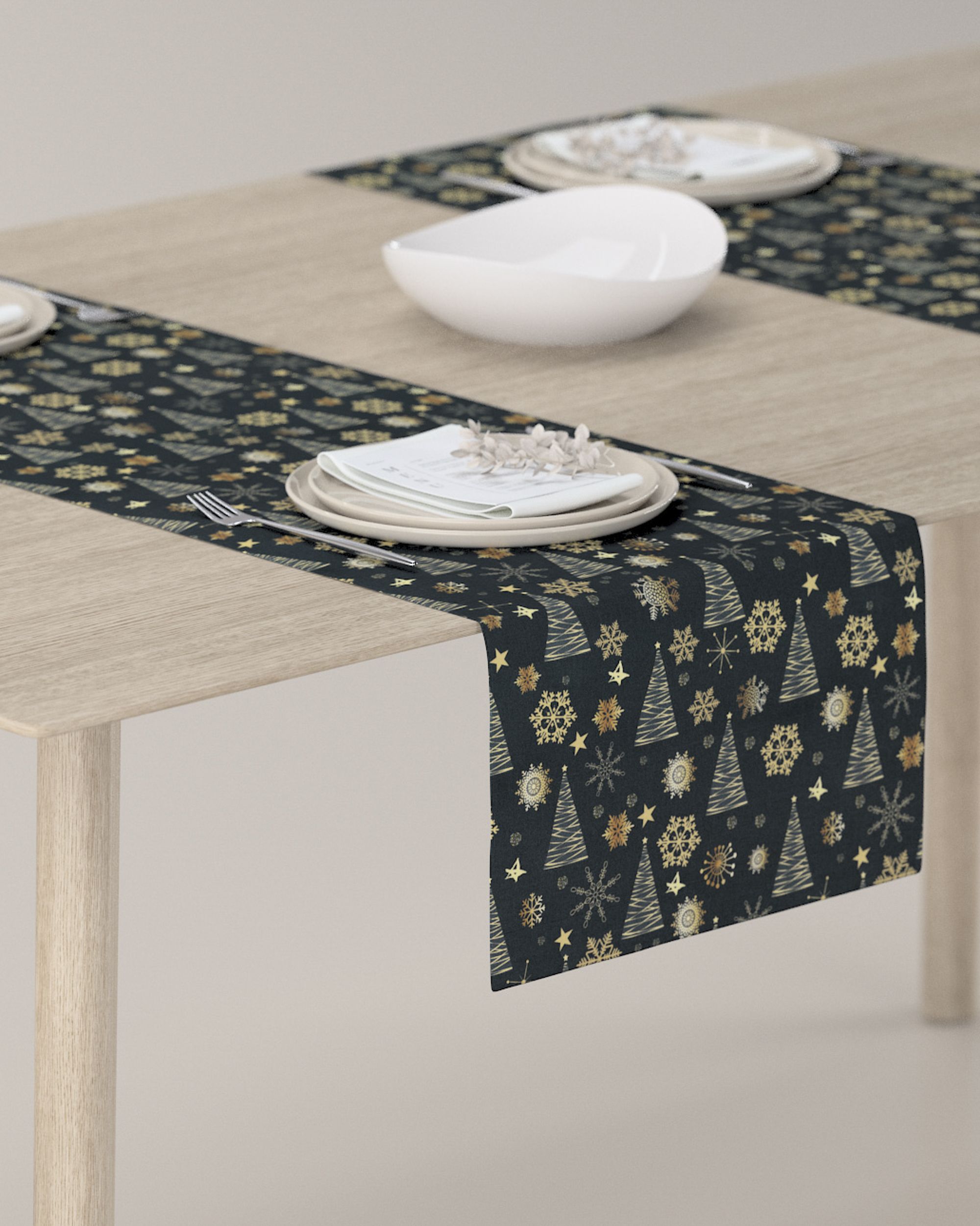 Table runner product colour navy blue fabric patterned
